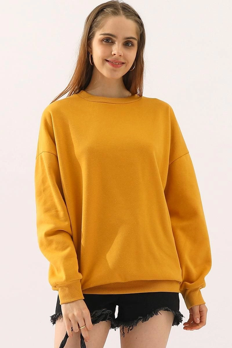 Hydrophobic Surface Treatment CREW NECK LONG SLEEVE PULLOVER TOPS SWEATSHIRT