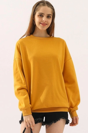 FlexibleNeckline CREW NECK LONG SLEEVE PULLOVER TOPS SWEATSHIRT