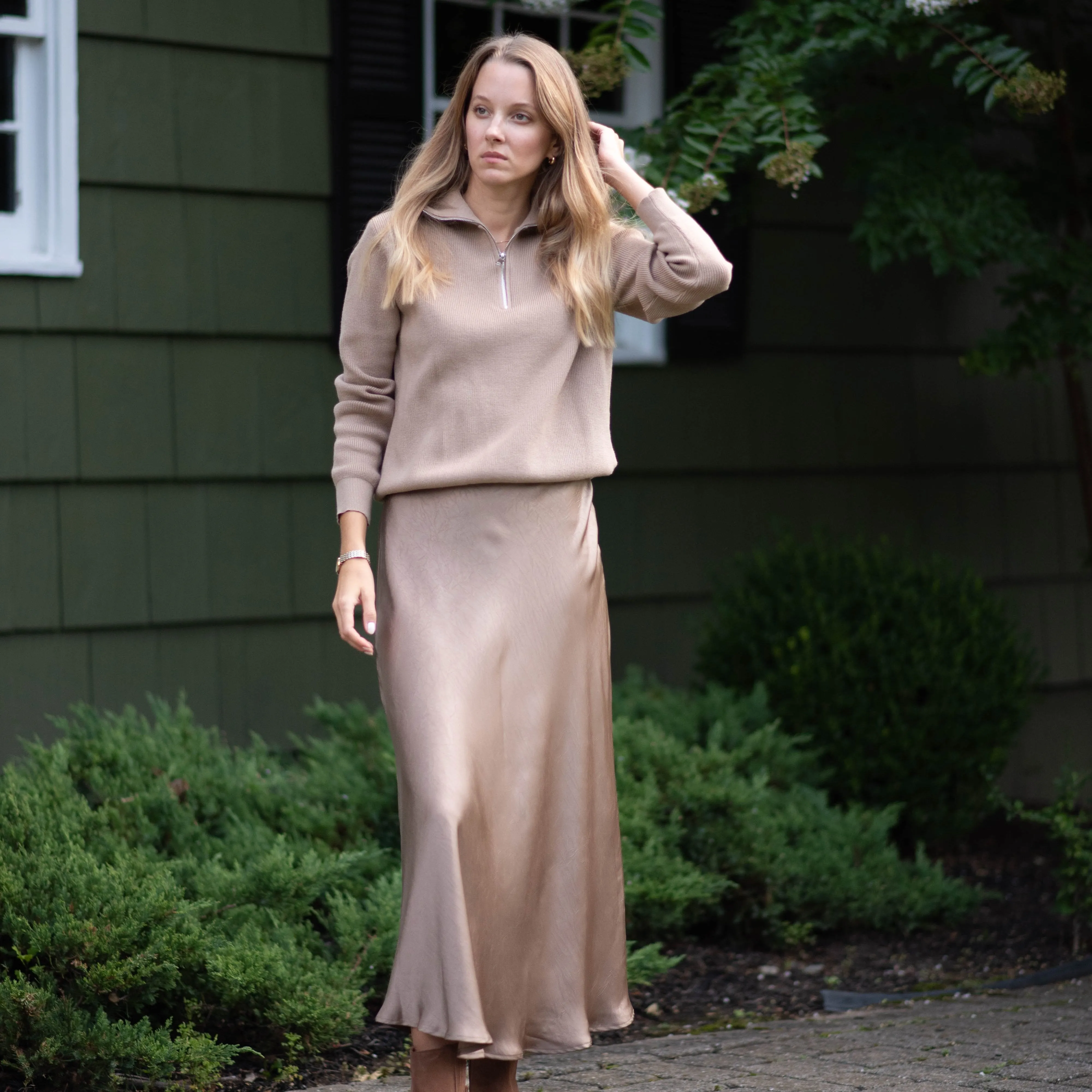 Crinkle Slip Skirt | Camel Sporty Layer TaglessComfort