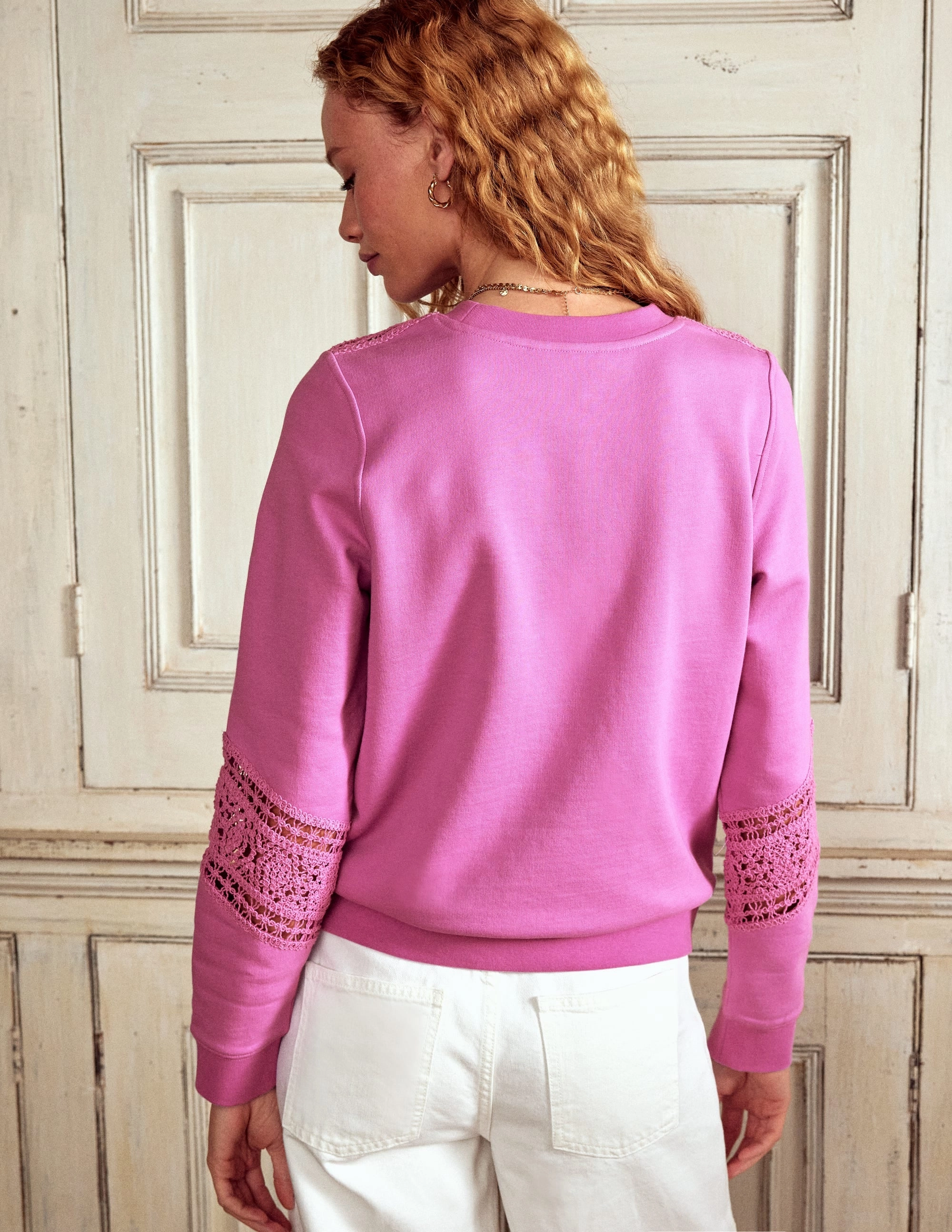 Crochet Trim Sweatshirt-Purple Warm Layer