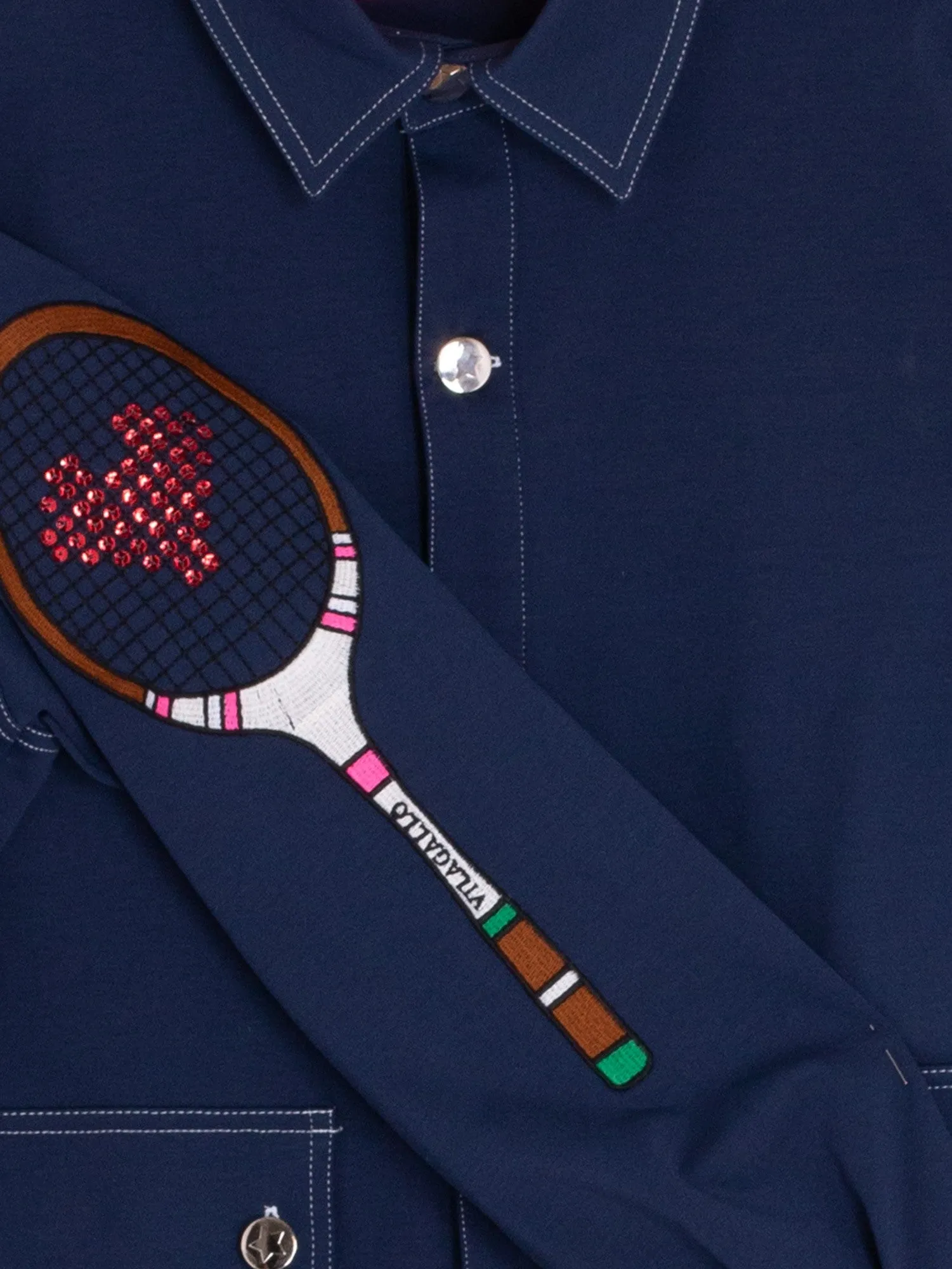 Self Fabric Tie Closure Olivia Jacket in Embroidered Punto Roma