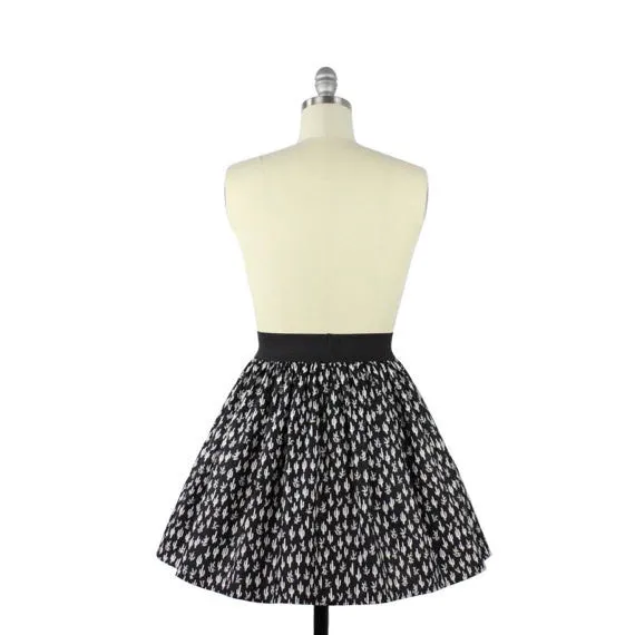 perforated design Neutral Wear Cute Cacti A-line Pleated Skirt In Black