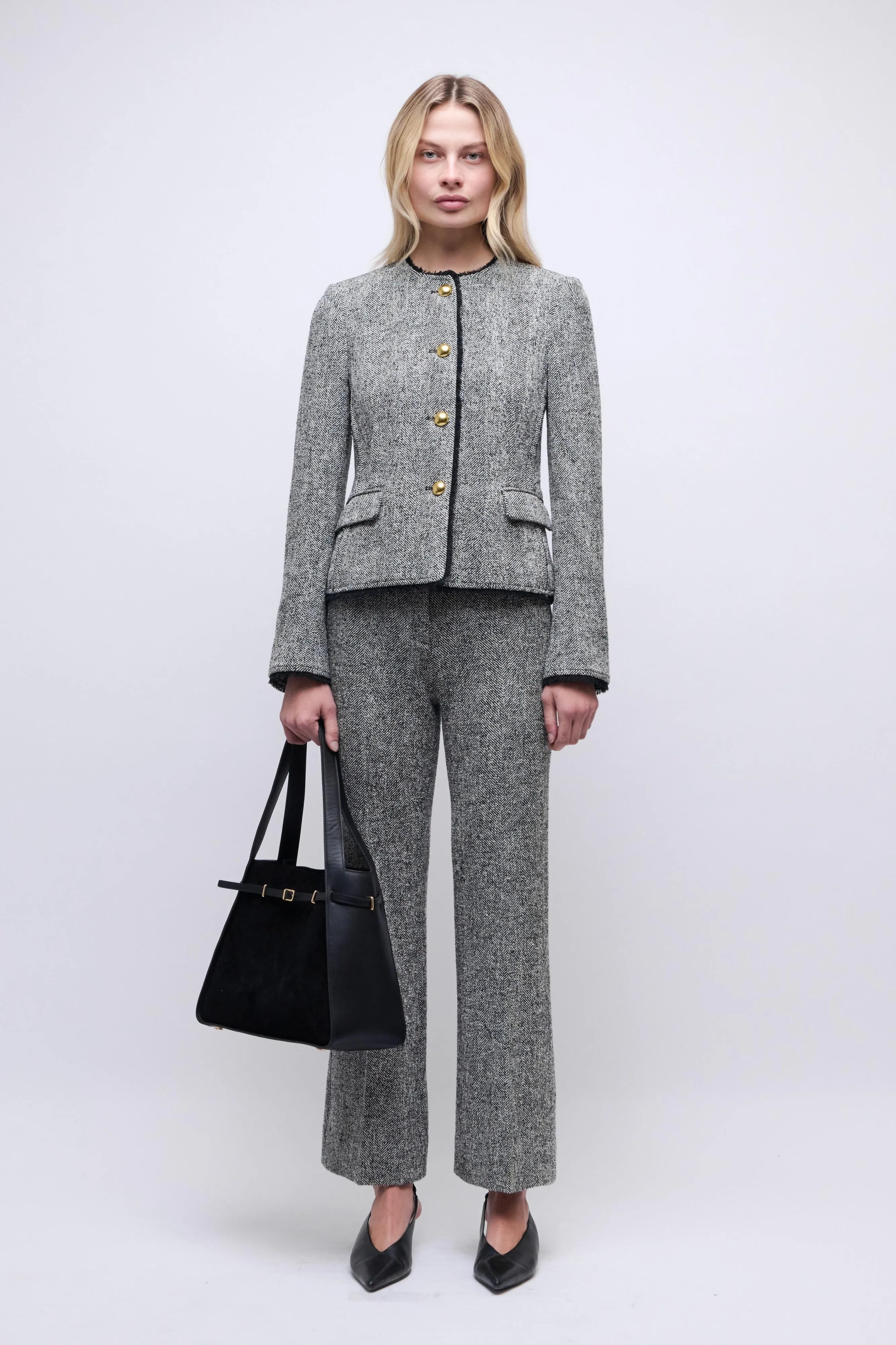 Morning Chill Ivie Blazer Black/White Herringbone