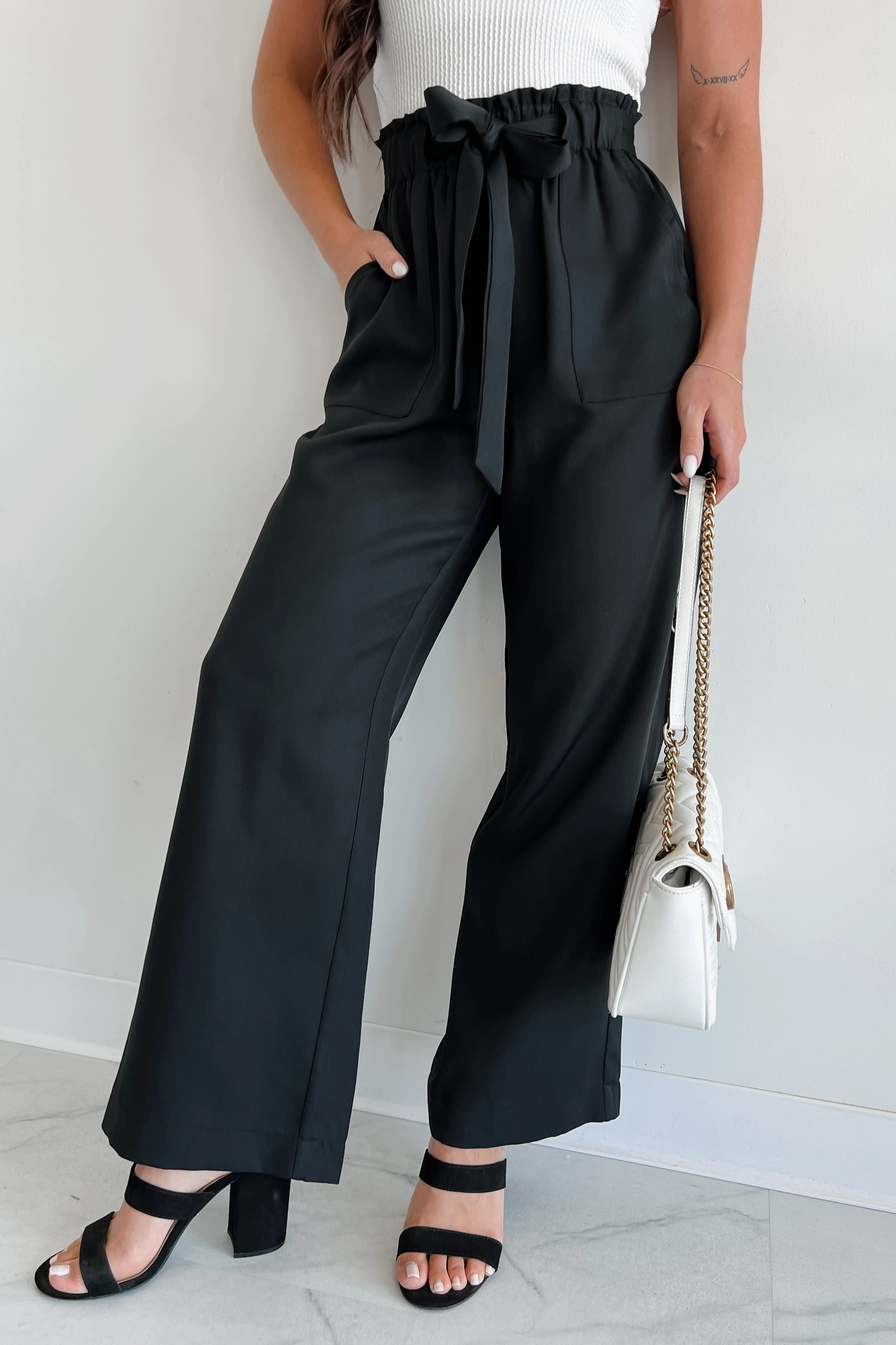 BreathableLining Confident Appeal Wide Leg Pants (Black)