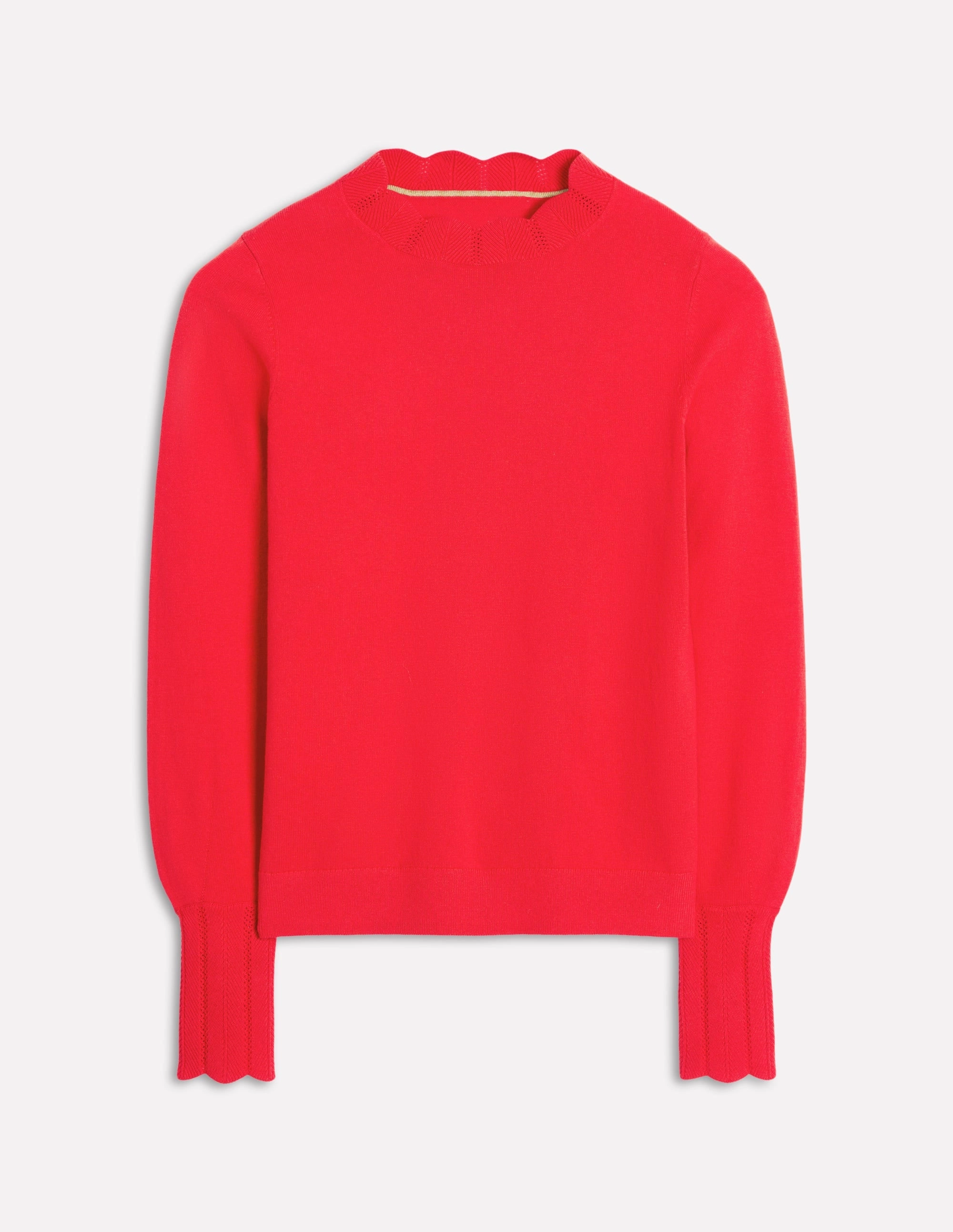 Chic Warmth Imi Scallop Trim Jumper-Strawberry Tart  Red