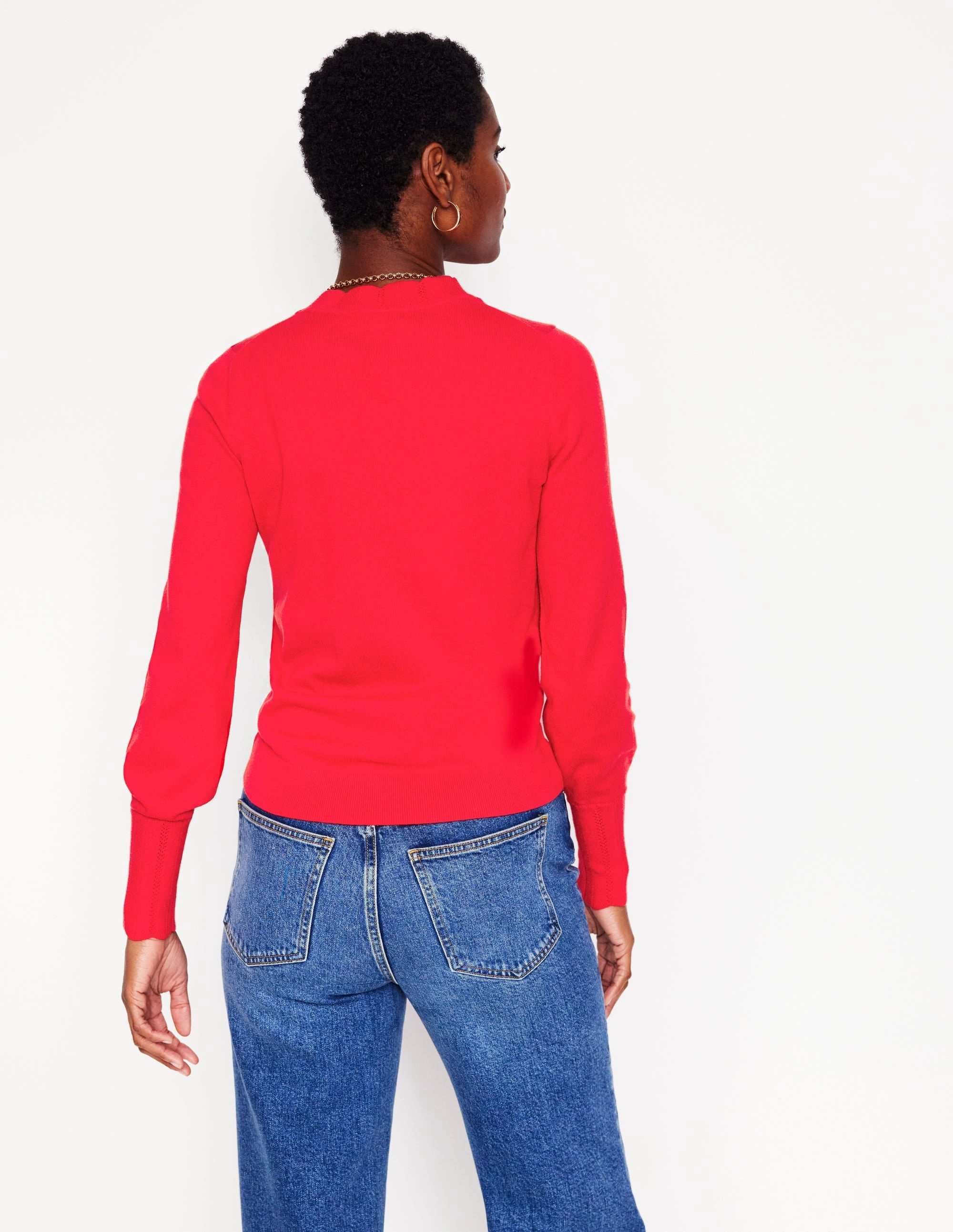 Imi Scallop Trim Jumper-Strawberry Tart  Red Wrinkle Resistant HighDensity Weave