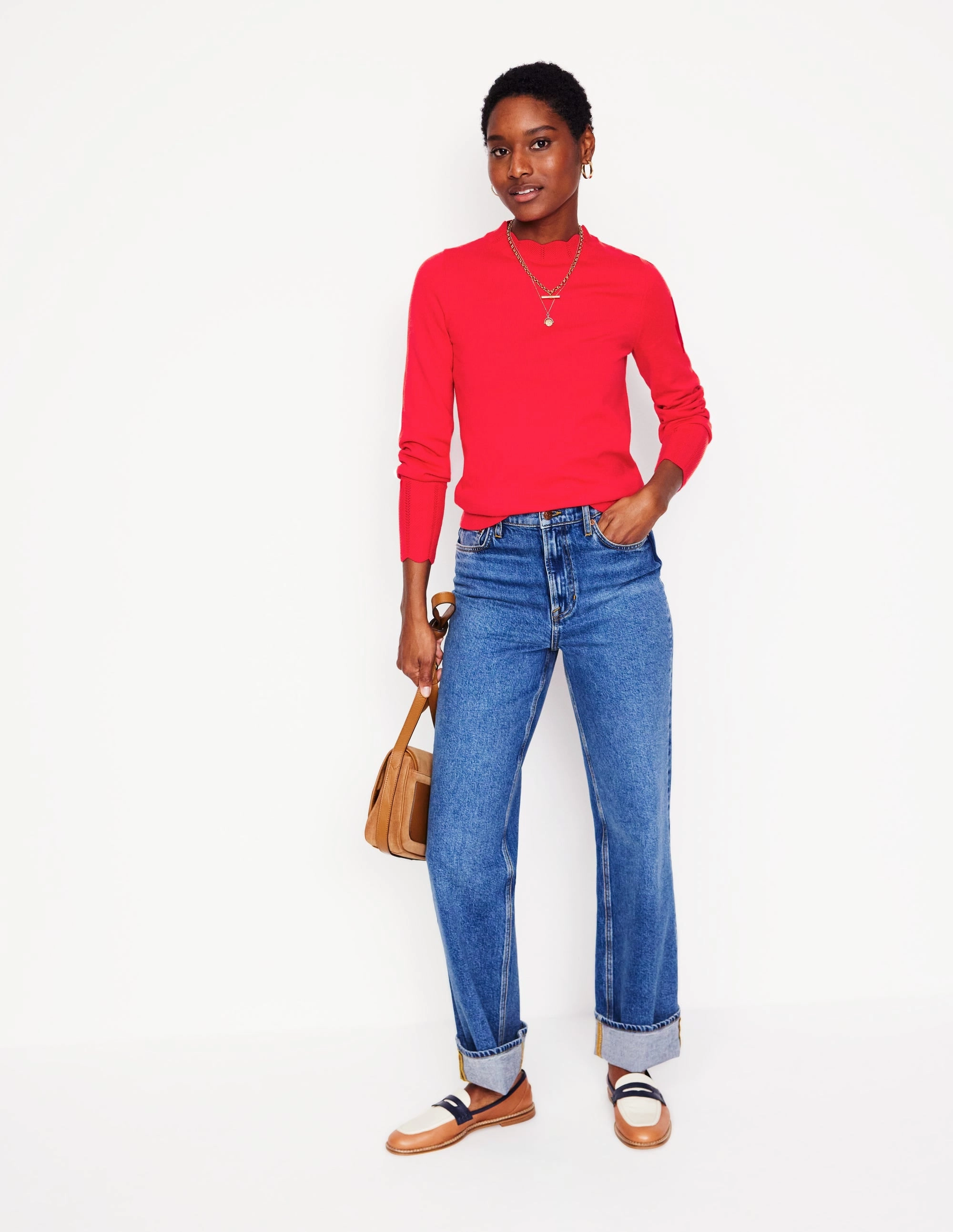 Quick Layer Imi Scallop Trim Jumper-Strawberry Tart  Red