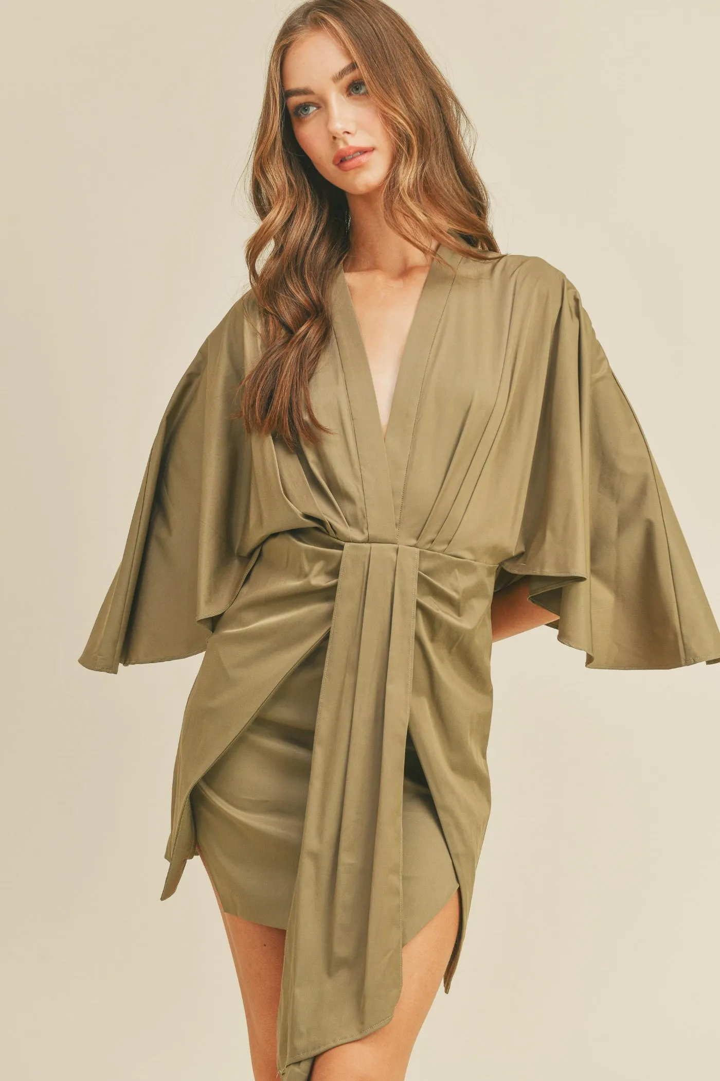 Seasonal Essential Eye Catching DAKOTA SATIN FRONT DRAPED MINI DRESS