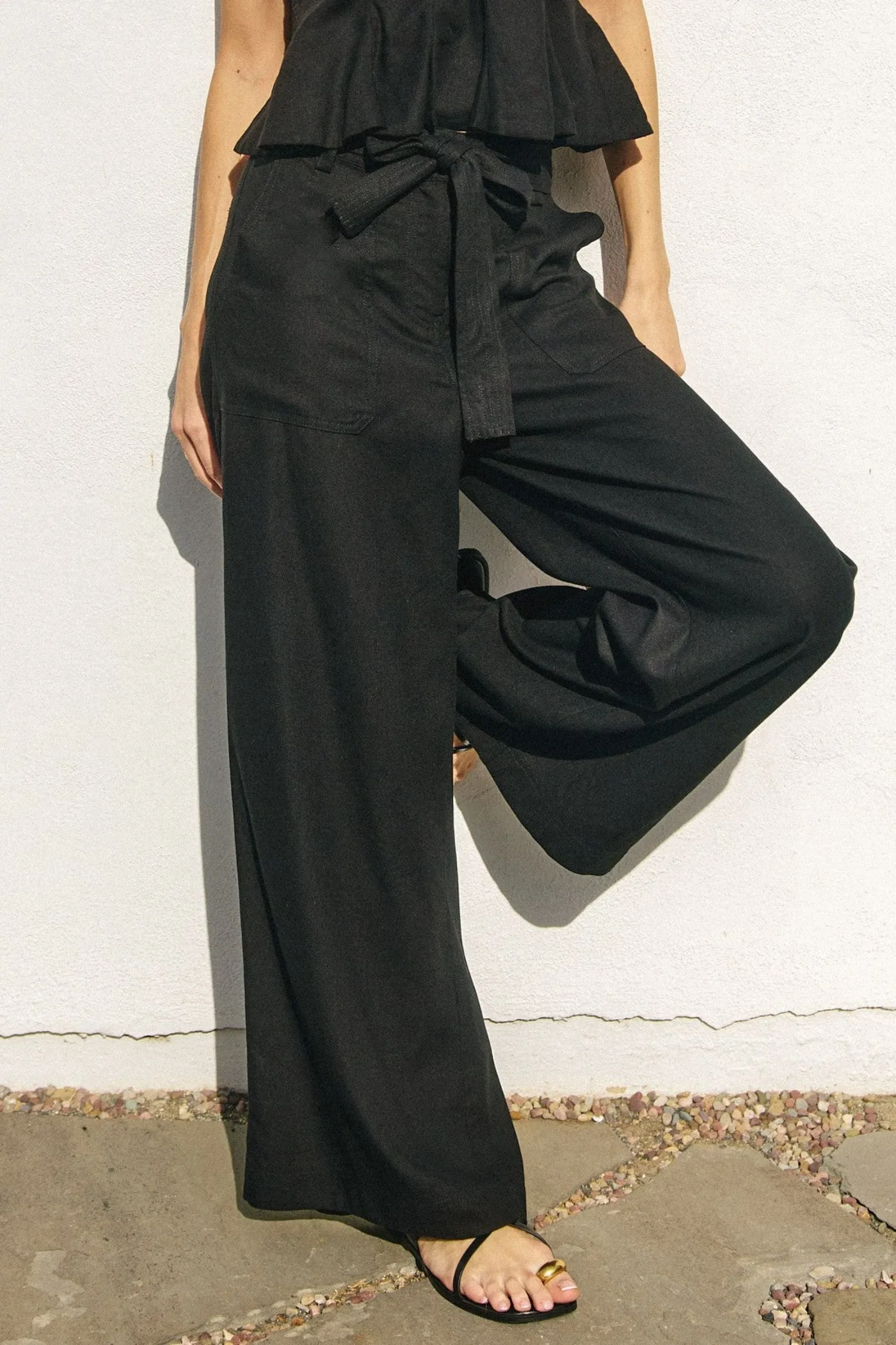 Chilly Day Layers Button front DARCY WIDE-LEG PANTS