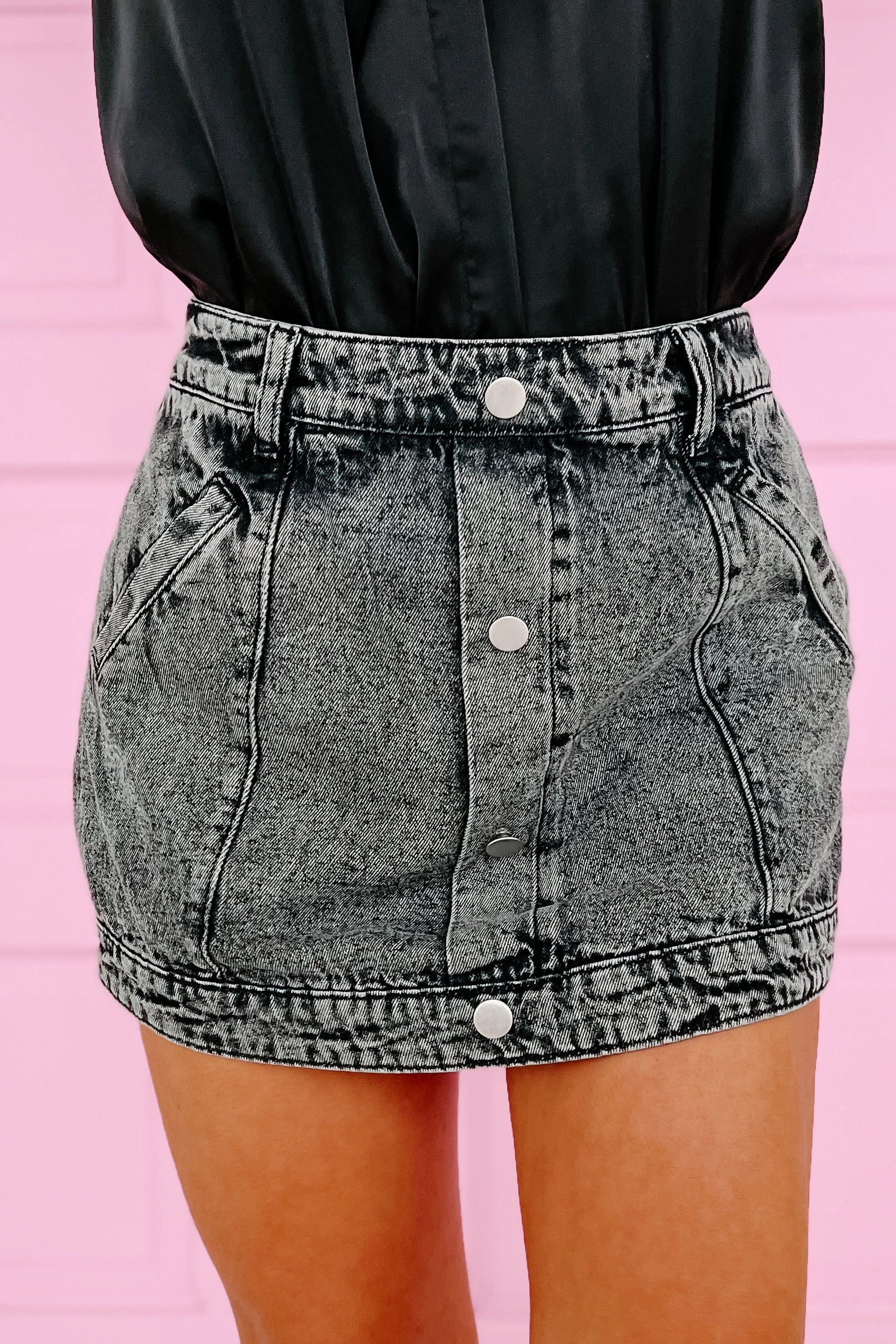 Daxon Denim Mini Skort (Washed Black) Non Irritating Label