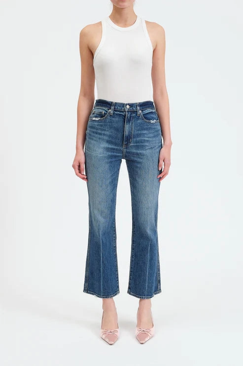 Cropped hem High Mobility Daze Denim Soho High Rise Ankle Flare in Crush Hour