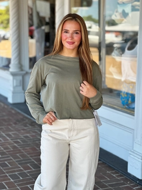 Dear John Fremont Tee in Vetiver Double Layered Hem