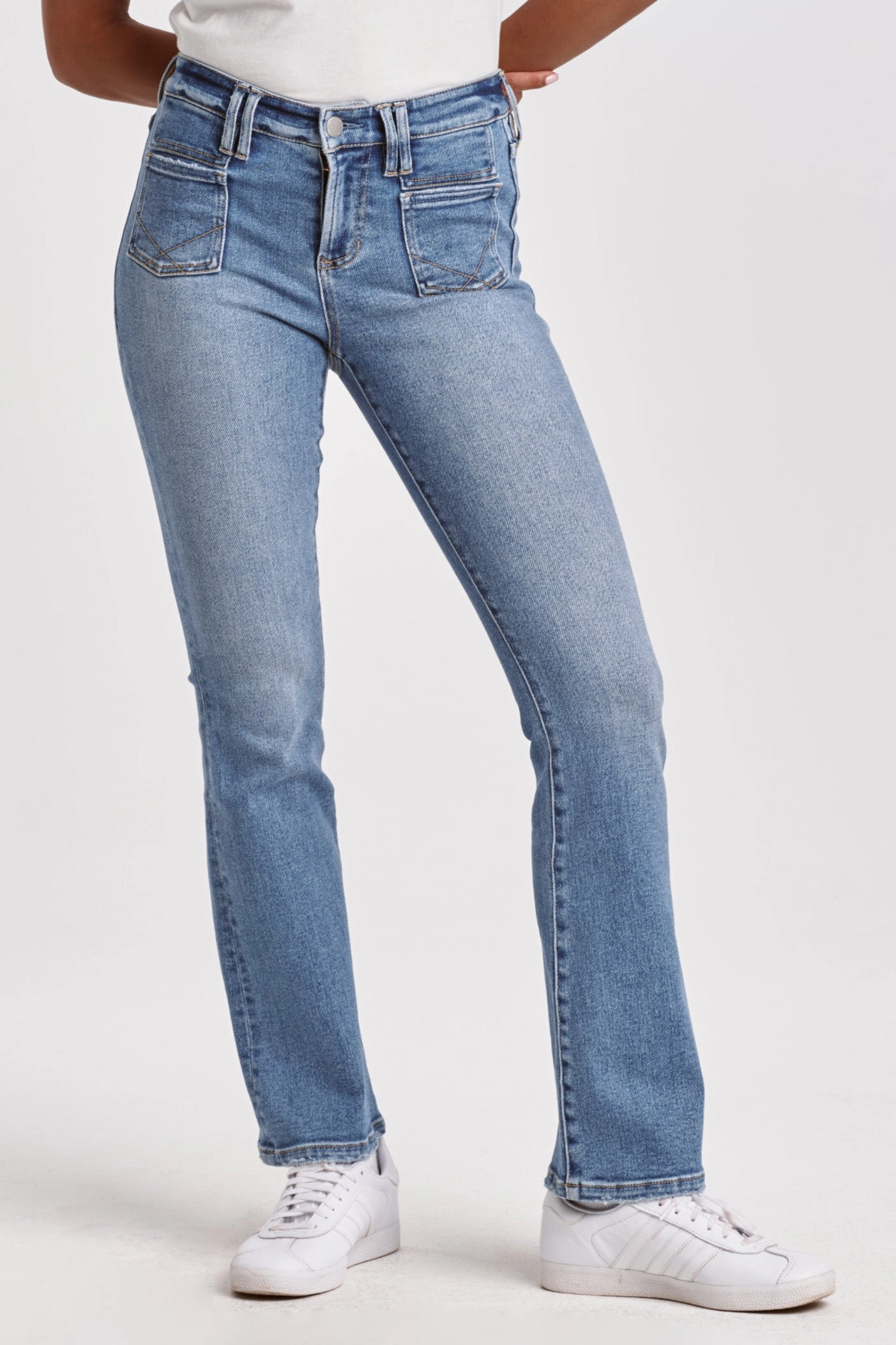 PaddedInsulation Organic Cotton Blend Dear John Jaxtyn High Rise Bootcut Jeans in Louisiana