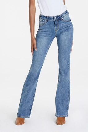 Dear John Jaxtyn High Rise Bootcut Jeans in Waikiki Snag Resistant Surface Hydrophobic Surface Treatment