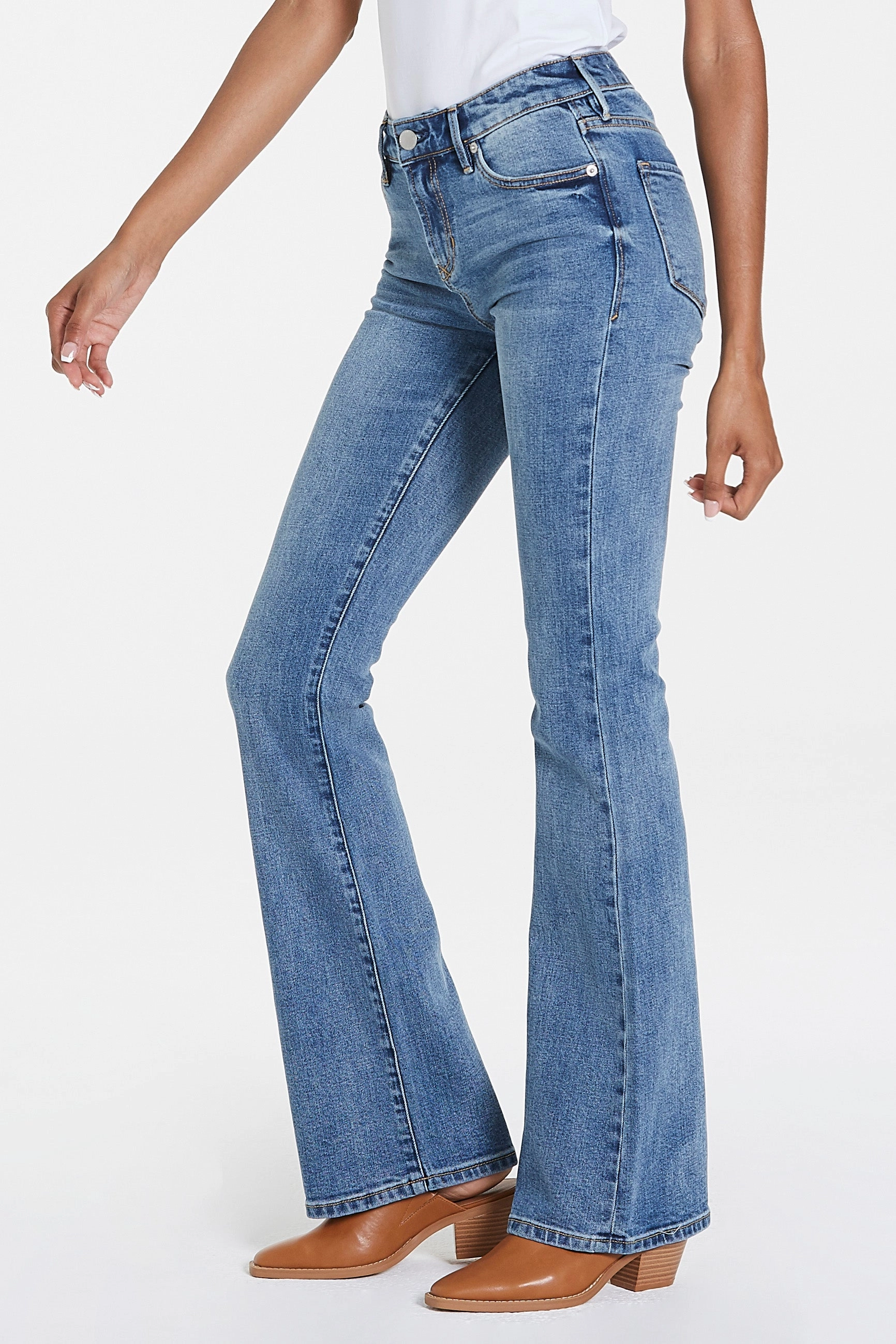 Dear John Jaxtyn High Rise Bootcut Jeans in Waikiki Easy Care Fabric Comfortable clothing