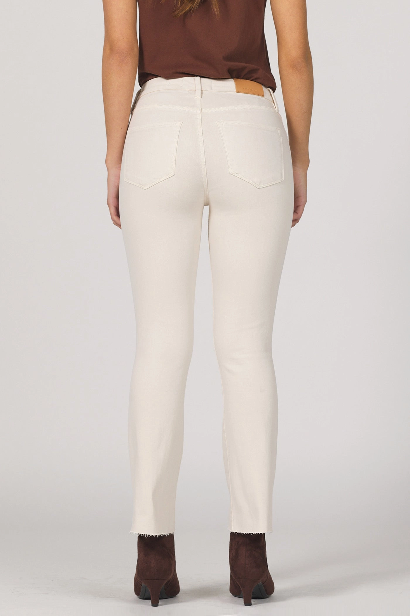 Dear John Jeanne Flare Jean in Whitecap Gray Reinforced Hem Stitching