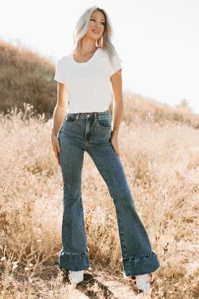 Wear It All Deborah Tummy Control Ruffle Flare Special A Jeans (Dark)