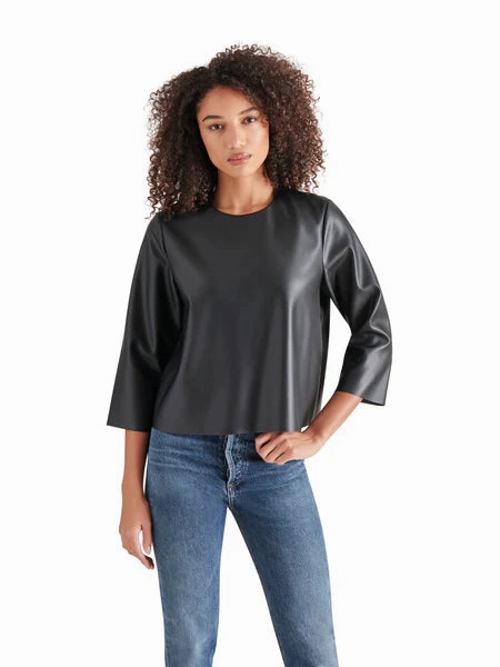 Dee Top in Black Rolled Hem Finish ColorfastMaterial