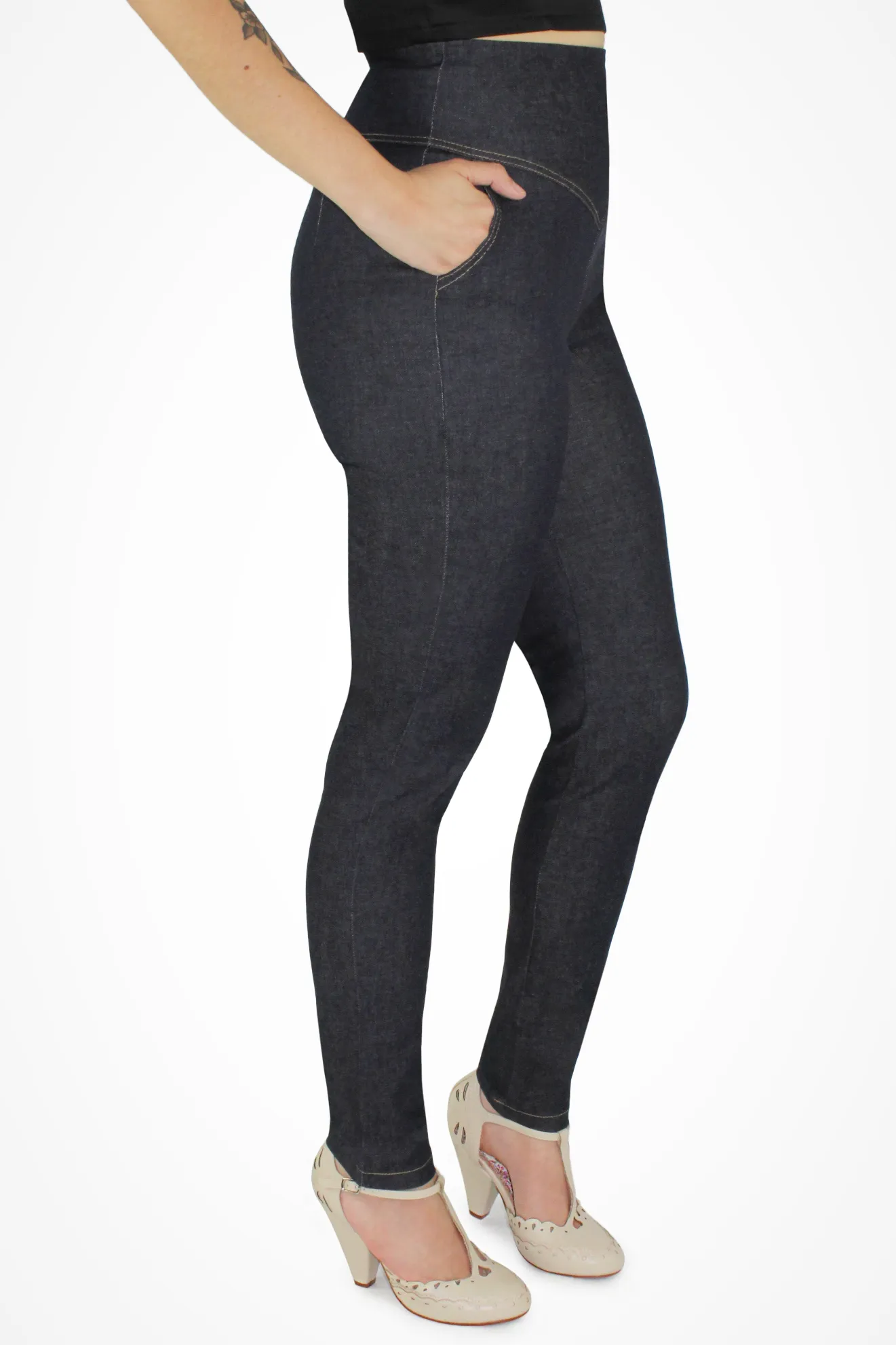 Anti Static Lining Denim High Waist Pant XS-3XL #DHWP