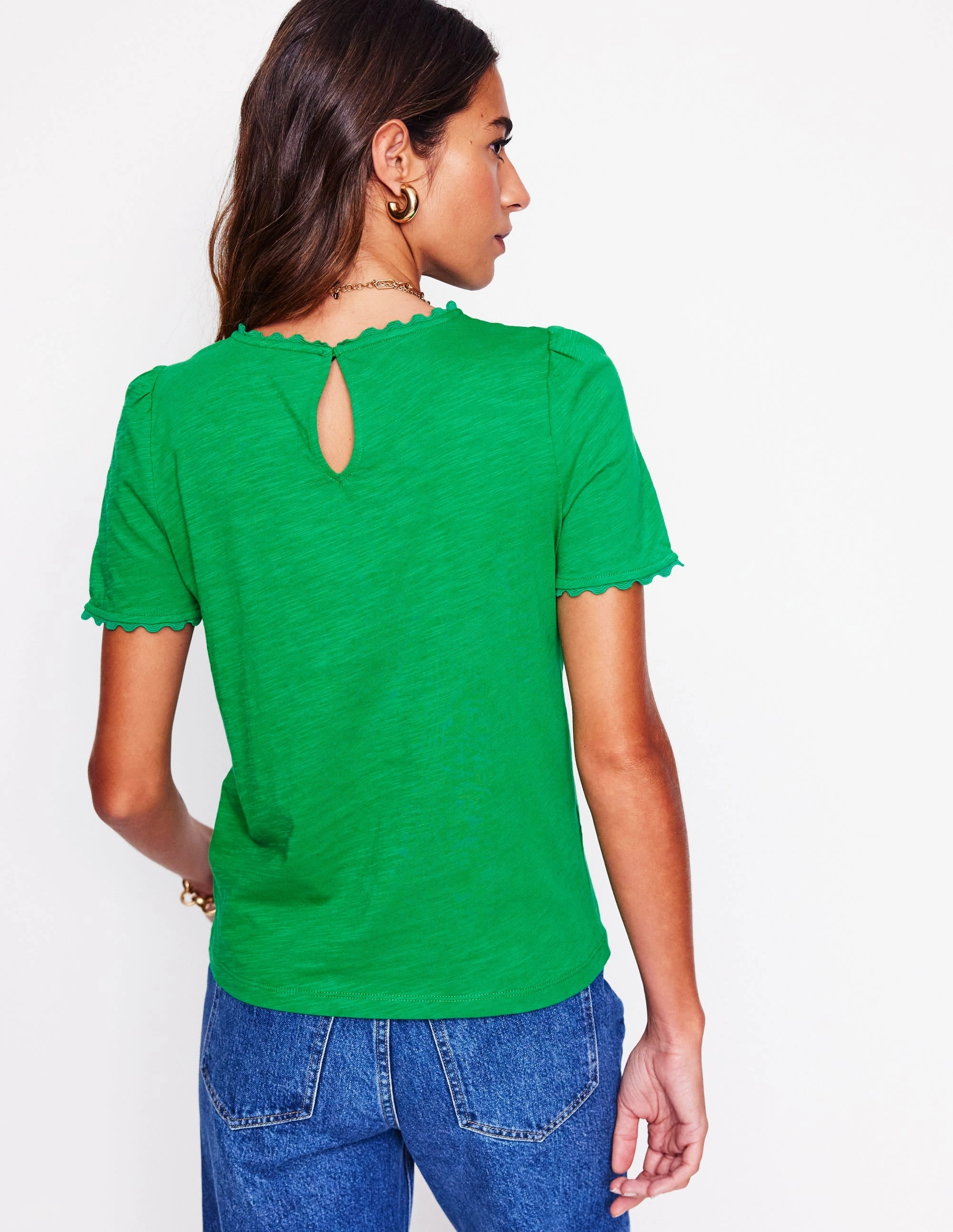 LaserCut Edges Ali Ricrac T-shirt-Rich Emerald