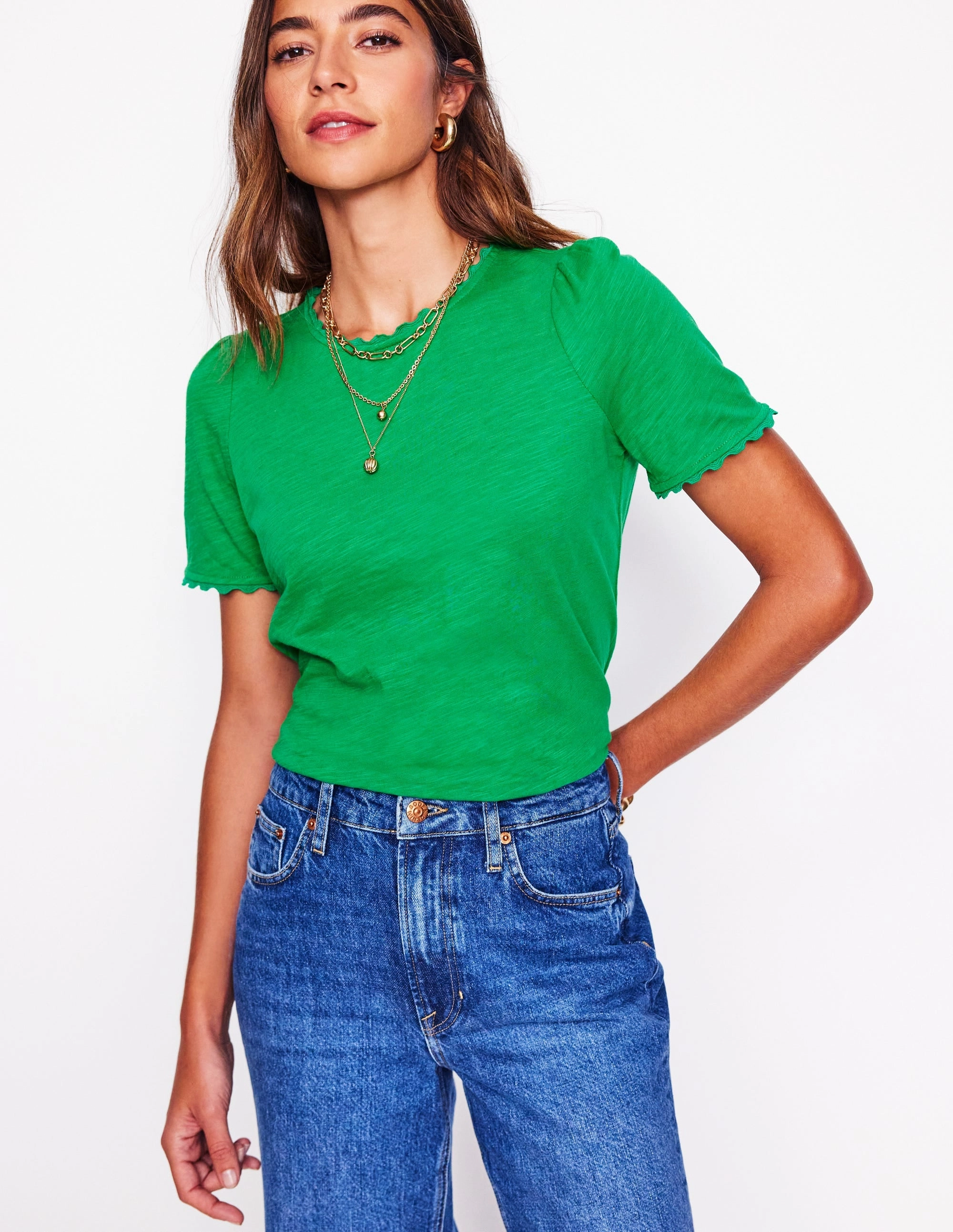 MultiPanelBreathability Ali Ricrac T-shirt-Rich Emerald