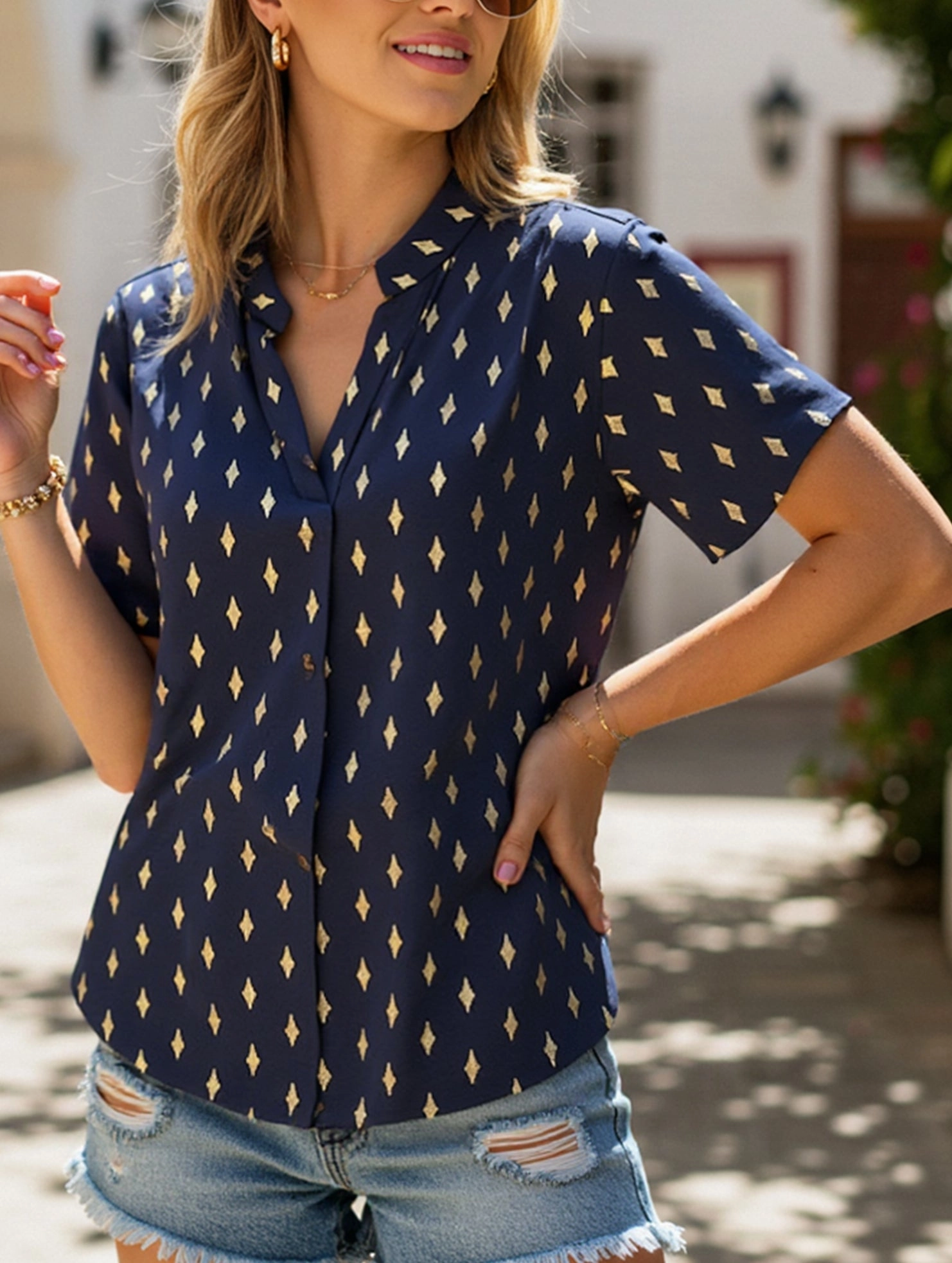 Diamond Bronzing Shirt ??Elegant Shine for Special Moments Breathable Tank Casual Wear