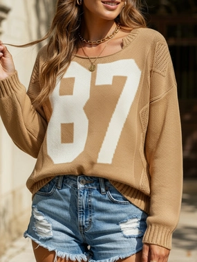 Digital knitted loose long-sleeved pullover sweater QuickRelease Closures