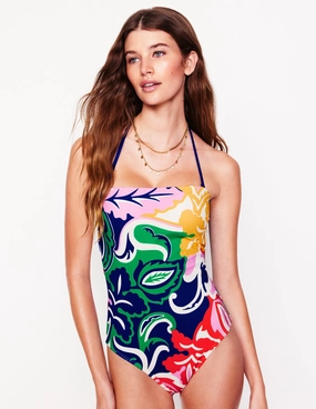 Paros Bandeau Swimsuit-Multi, Foliage Twirl Summer Vibes