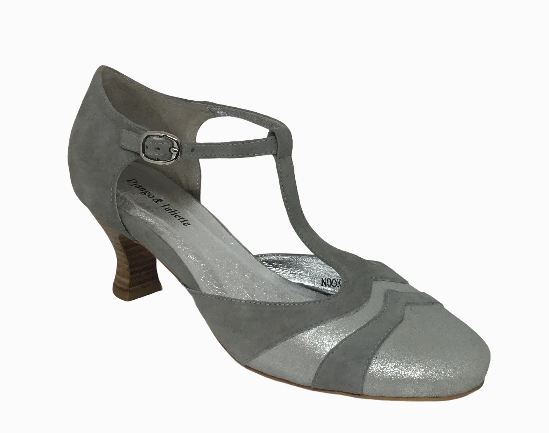 Django & Juliette Nookie Silver Dust Leather heel