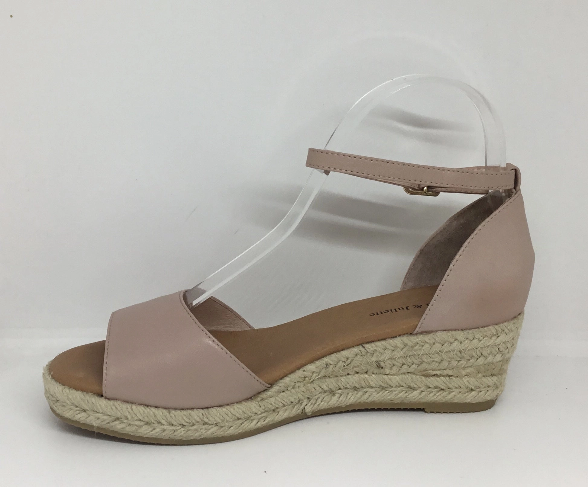 Django & Juliette Skip Rose Leather Espadrille Wedge