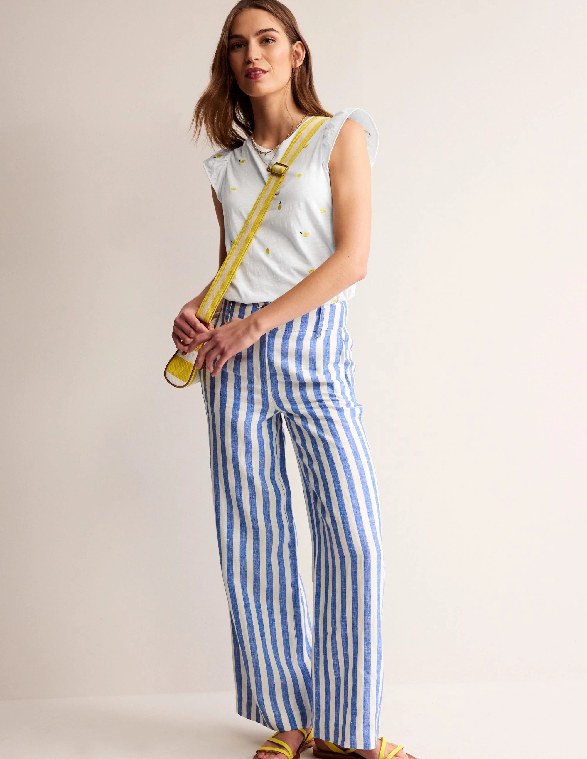 Dora Flutter Sleeve Top-White, Lemons LowProfileSeams