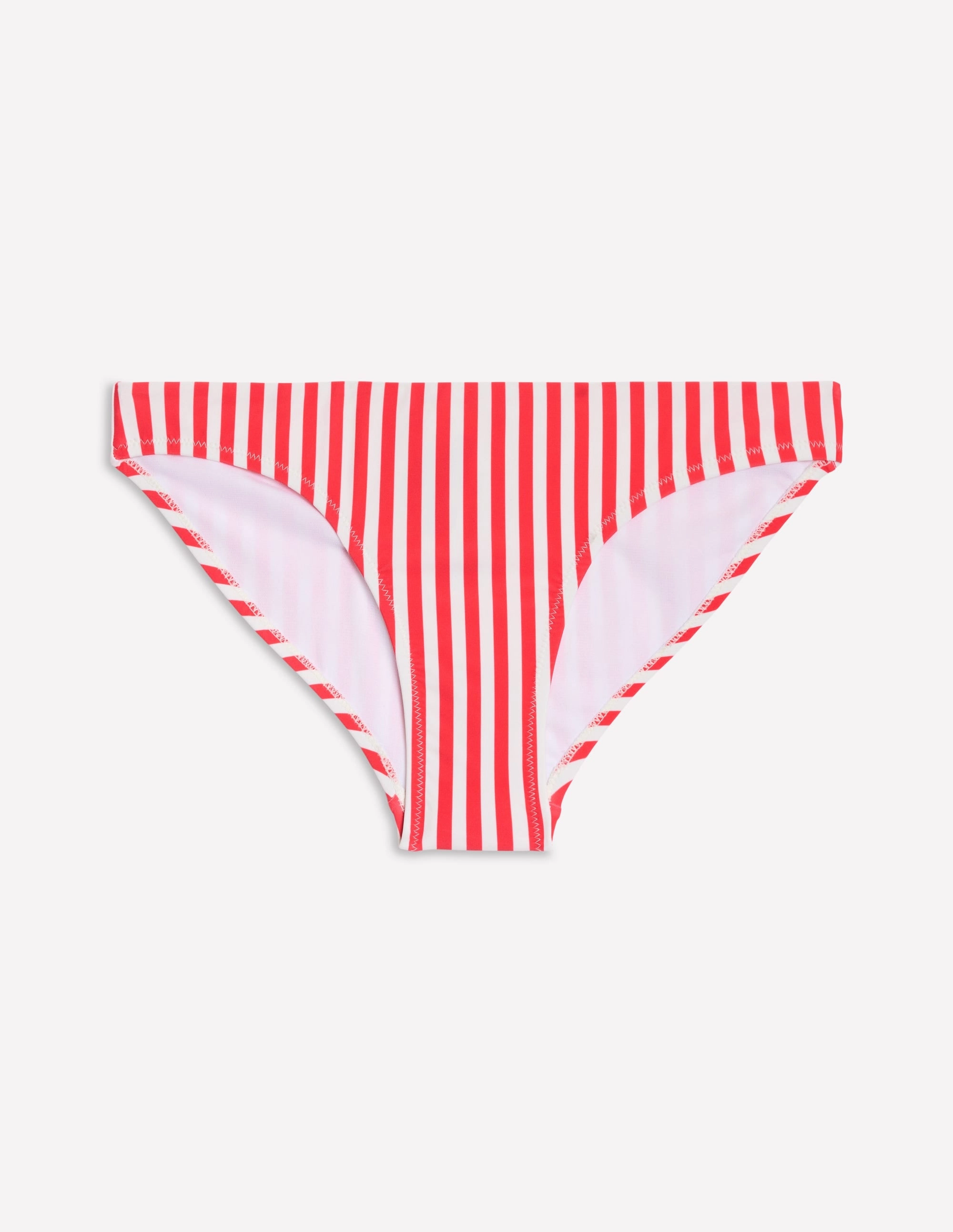Classic Bikini Bottoms-Coral Punch/Ivory Stripe Stretch Resistant Panels