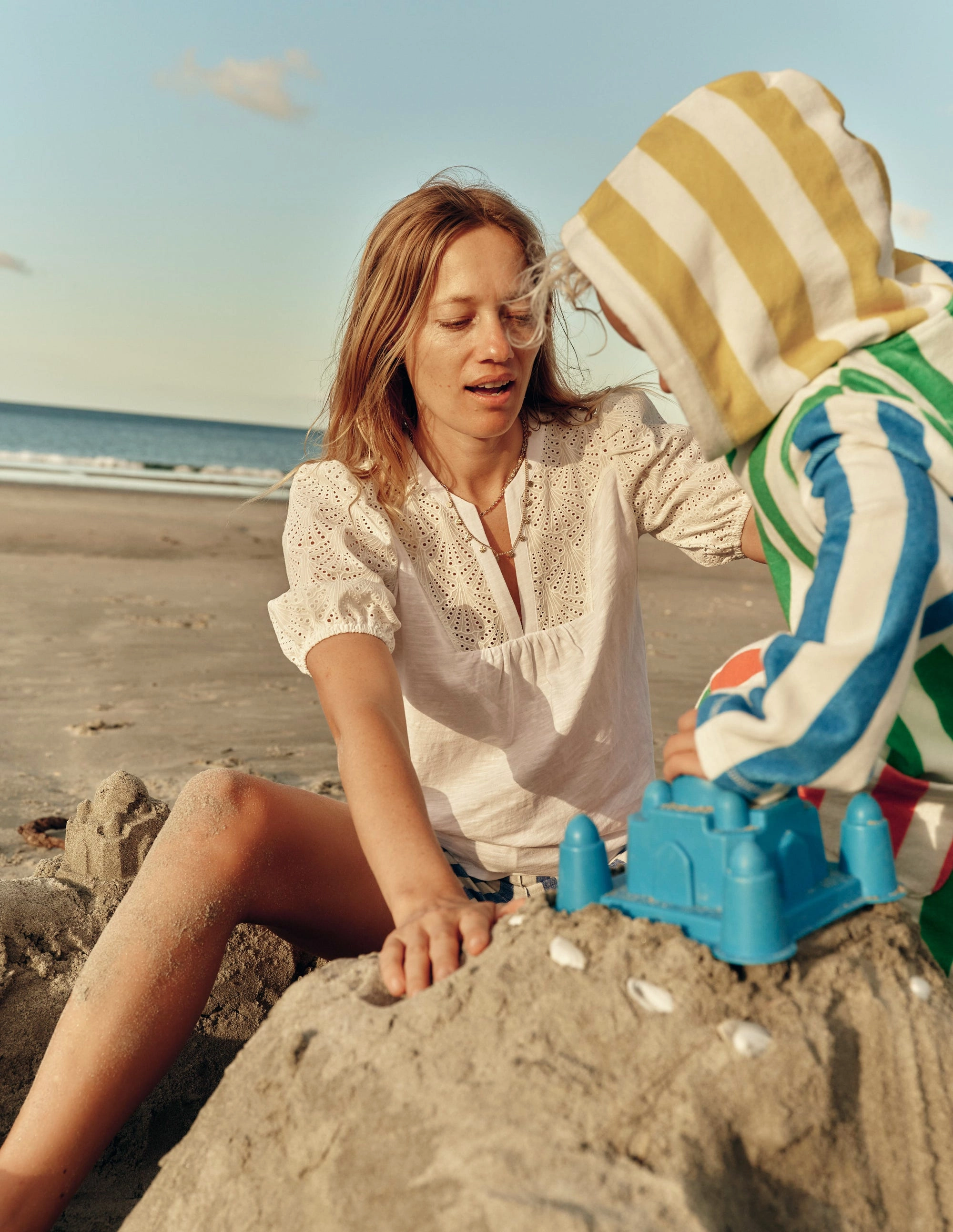 Summer Blouse Dolly Broderie Top-White