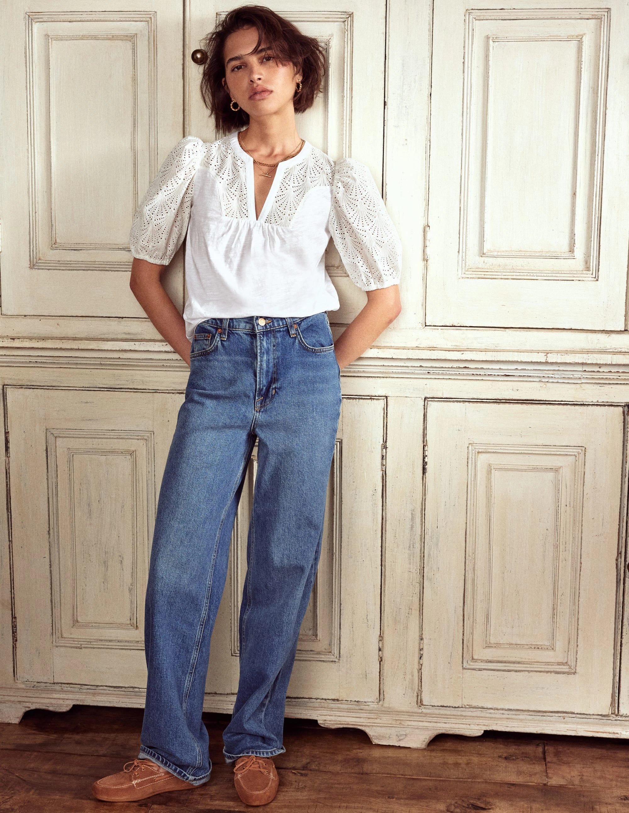 Dolly Broderie Top-White Layered Look Wear Resistant Edge