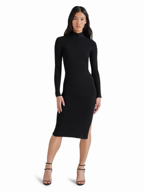 Double Stitched Seams Maja Sweater Dress in Black