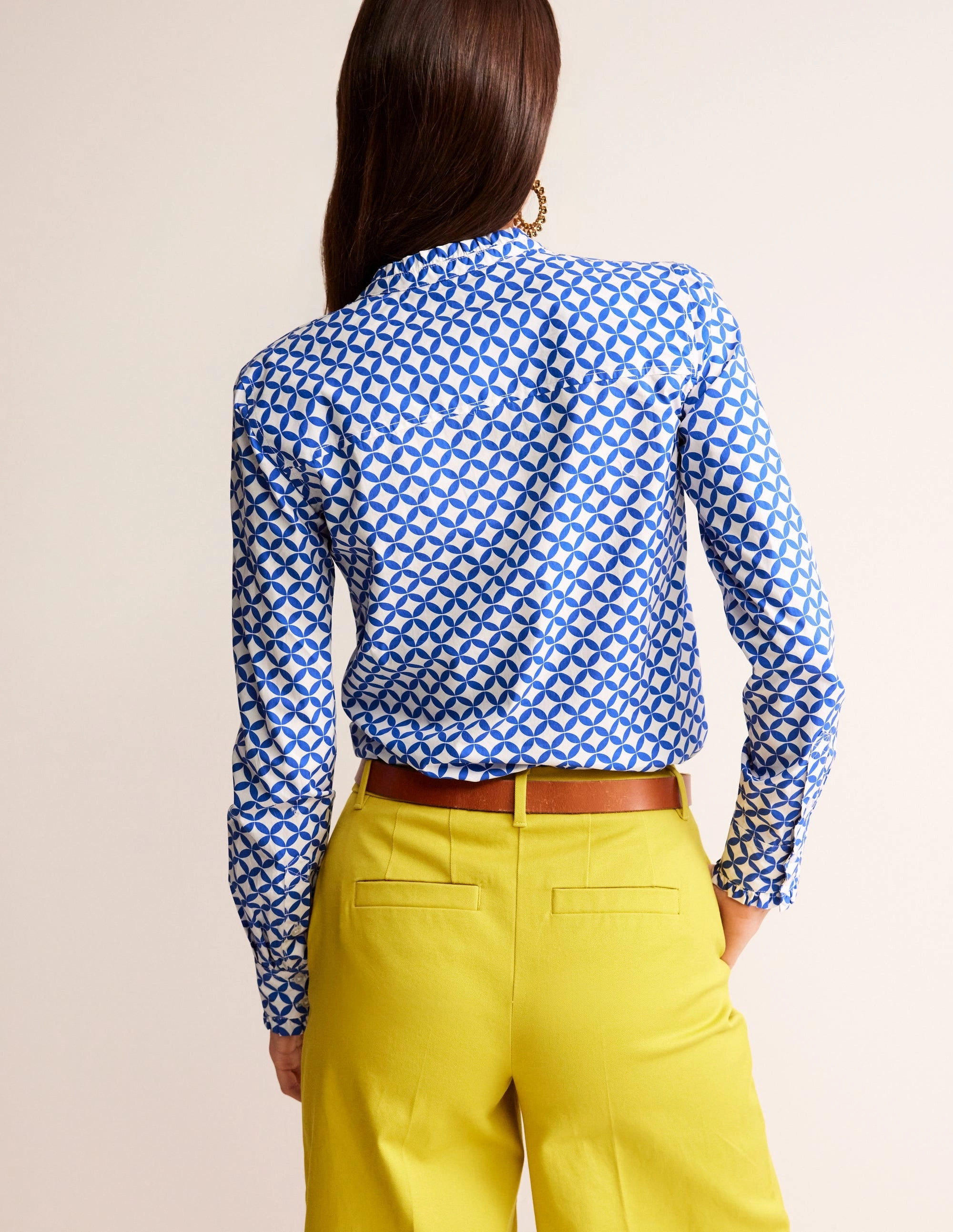 Phoebe Cotton Shirt-Blue, Diamond Terrace FeatherlightConstruction LongSleeve