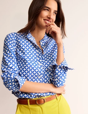 Eco Friendly Blend Phoebe Cotton Shirt-Blue, Diamond Terrace