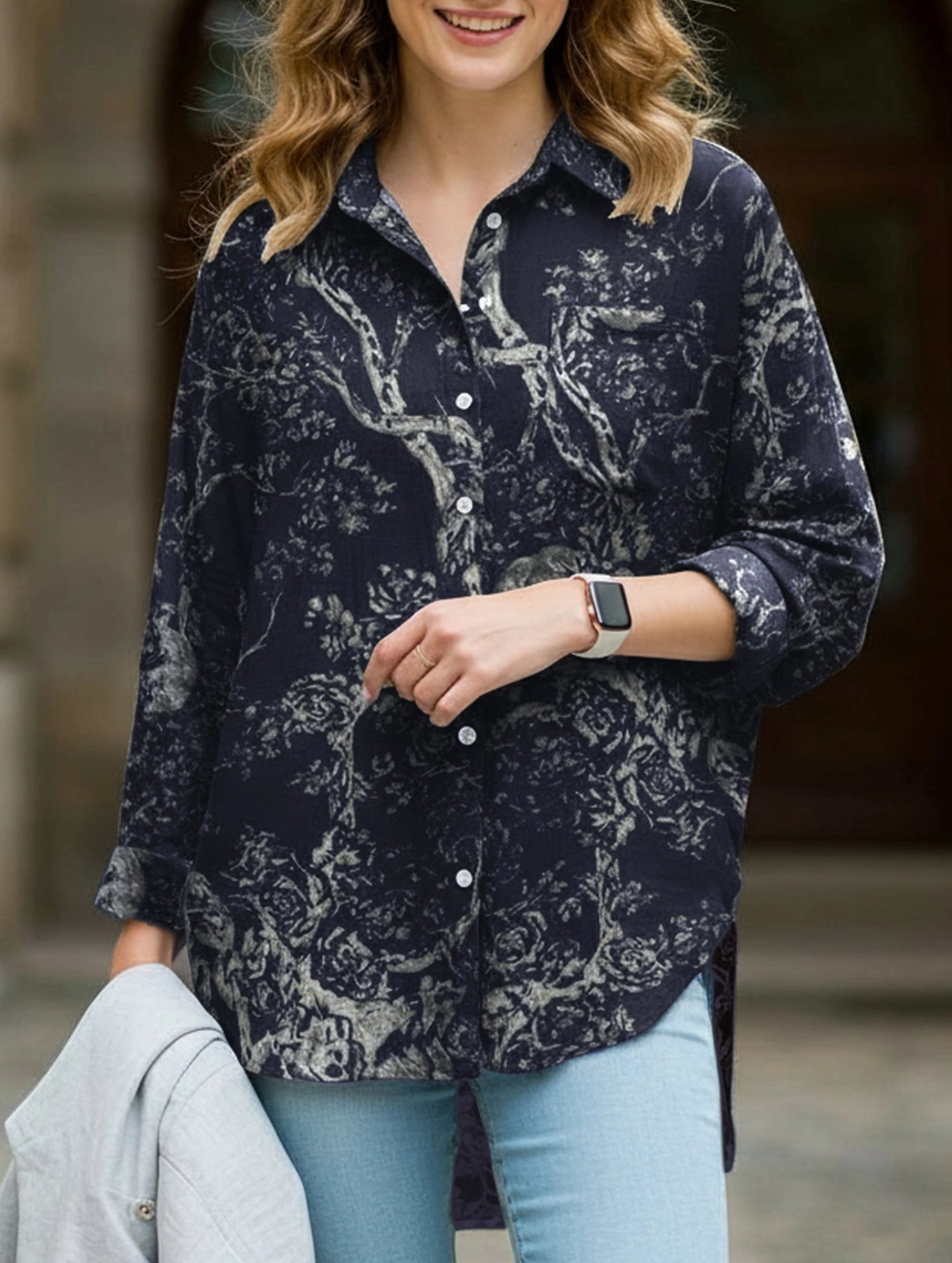 Digital Printed Casual Irregular Shirt Full Coverage Fit