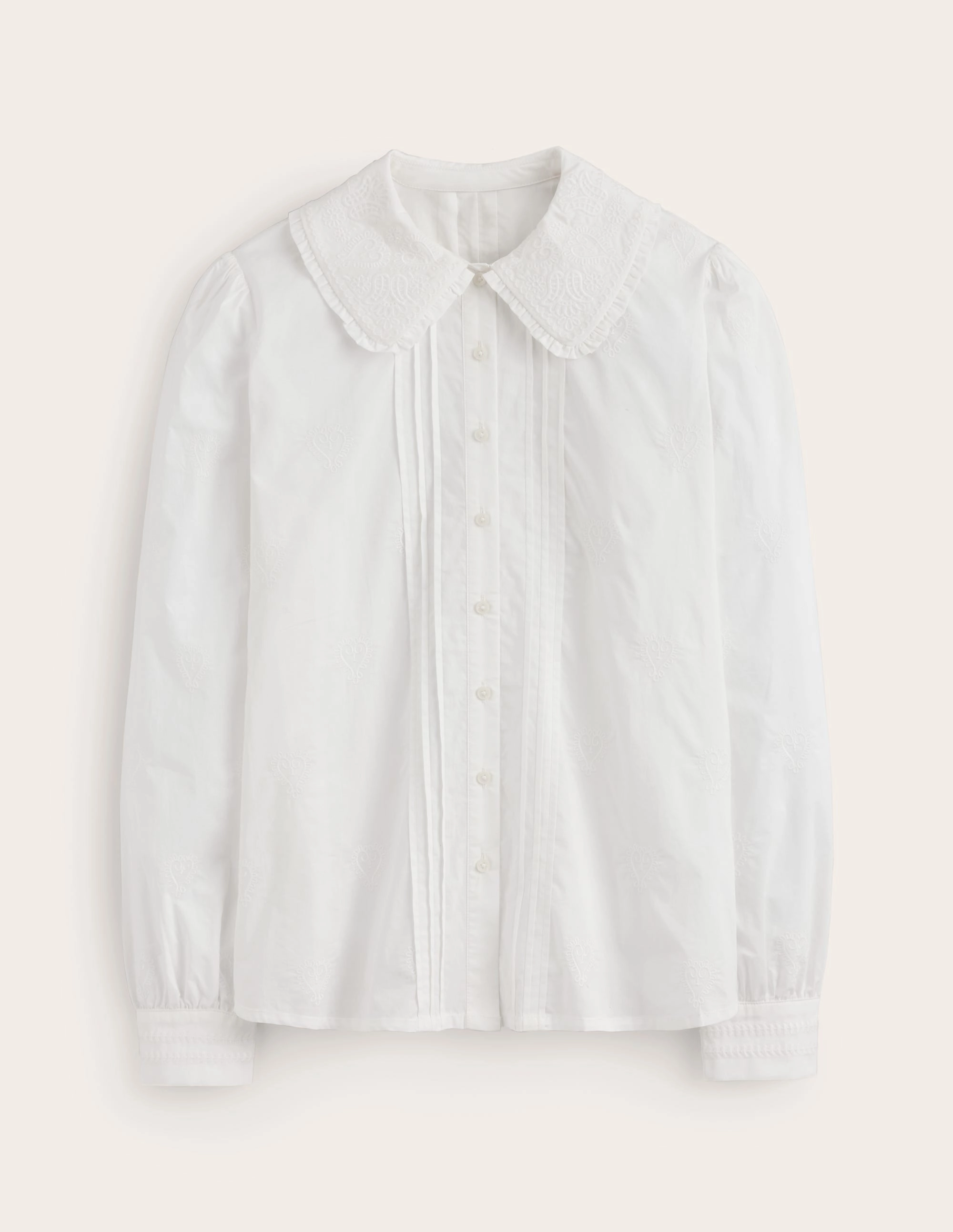 Embroidered Collar Blouse-White AllDaySoftness