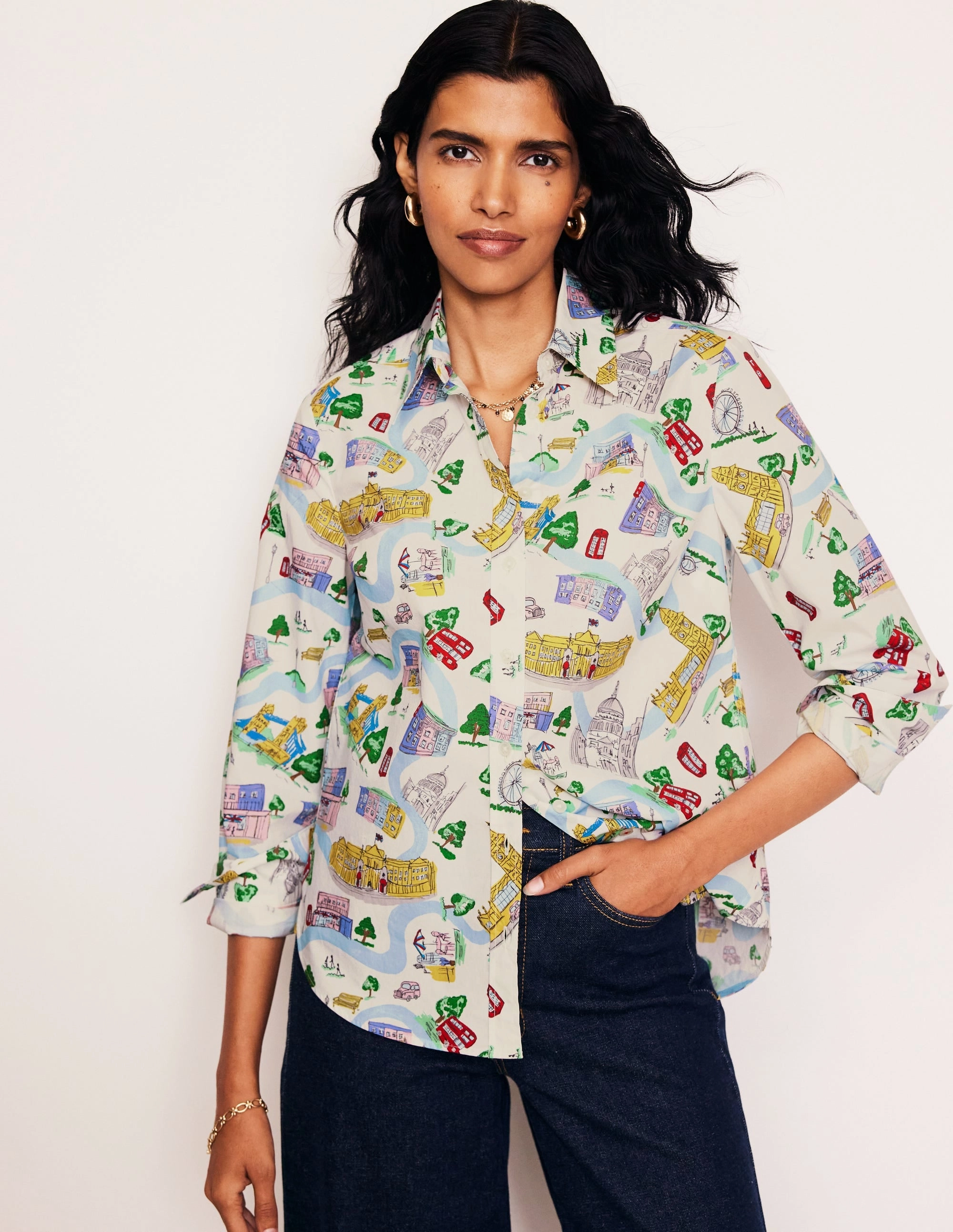 Tencel Cotton Hybrid Weave Sienna Cotton Shirt-Ivory, London Town