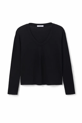 Jimi Long Sleeve Tee in True Black ReinforcedStitching Easycare