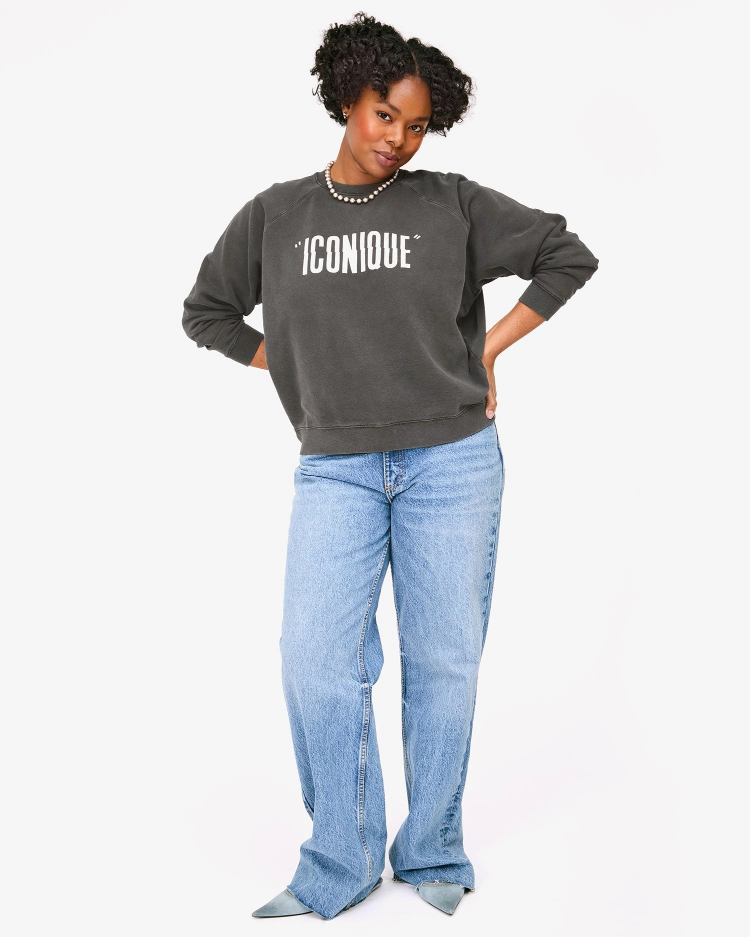 Iconique Sweatshirt in Faded Black/Cream CrossGrain Fabric