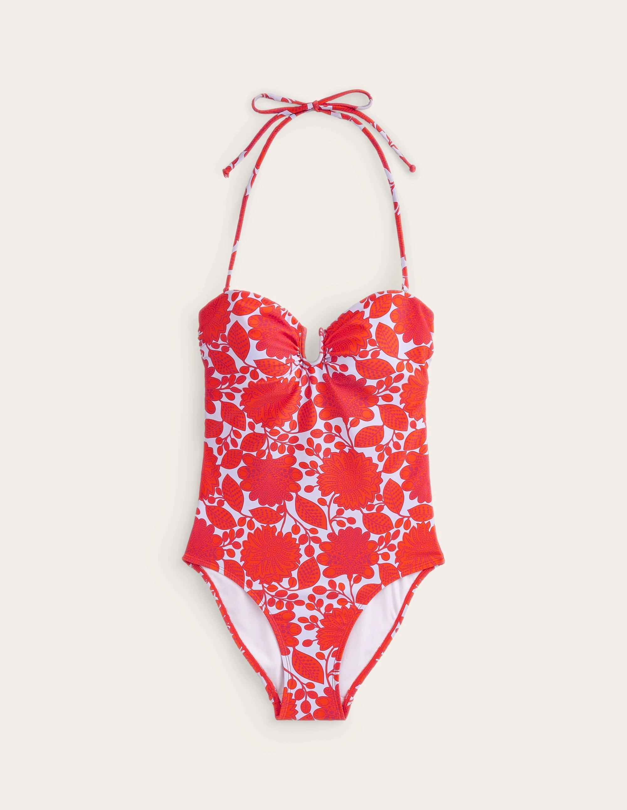 Saltwater Resistant Recycled Material Blend U bar Swimsuit-Fire Cracker, Gardenia Swirl