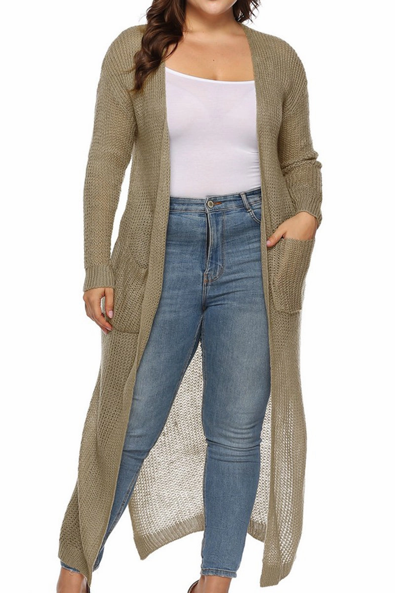 Comfy Cardigan WOMEN PLUS SIZE OPEN FRONT LONG LENGTH CARDIGAN