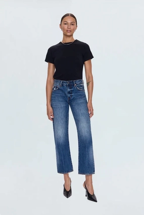 Pistola Lexi Mid Rise Bowed Straight Jean in Artisan Urban appeal