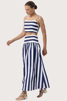 Reflective details Oliver Poplin Top in Marine Stripe