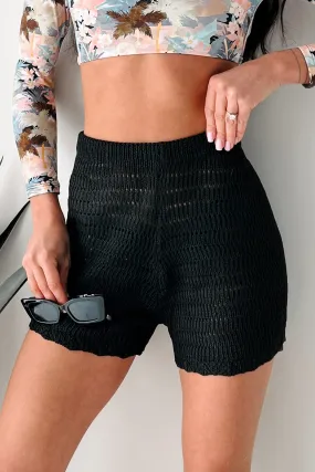 Sunny Disposition Crochet Knit Shorts (Black) Seamless Comfort Active Fit