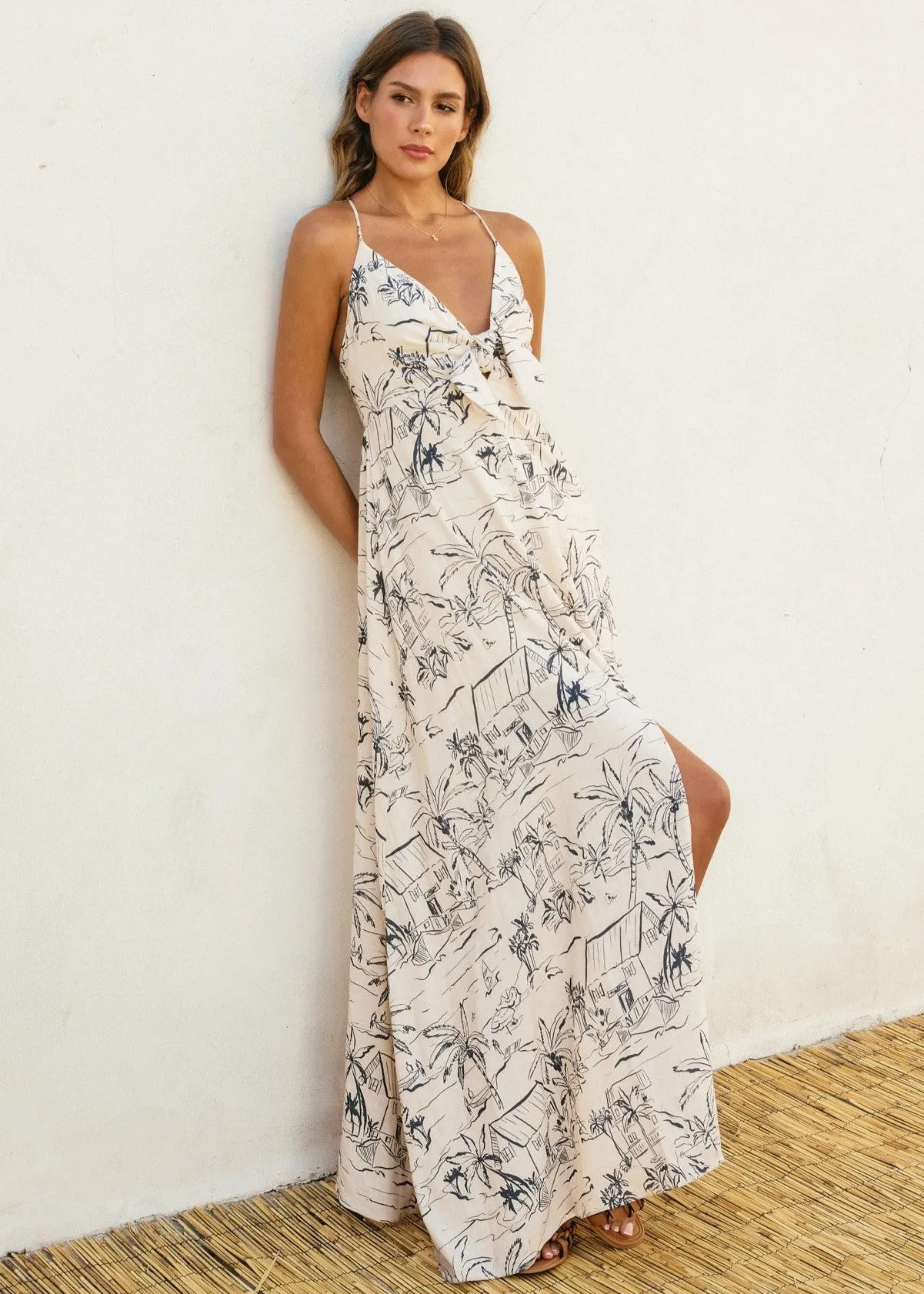 VIENNA KNOT FRONT MAXI DRESS Modern Look Sophisticated Comfort