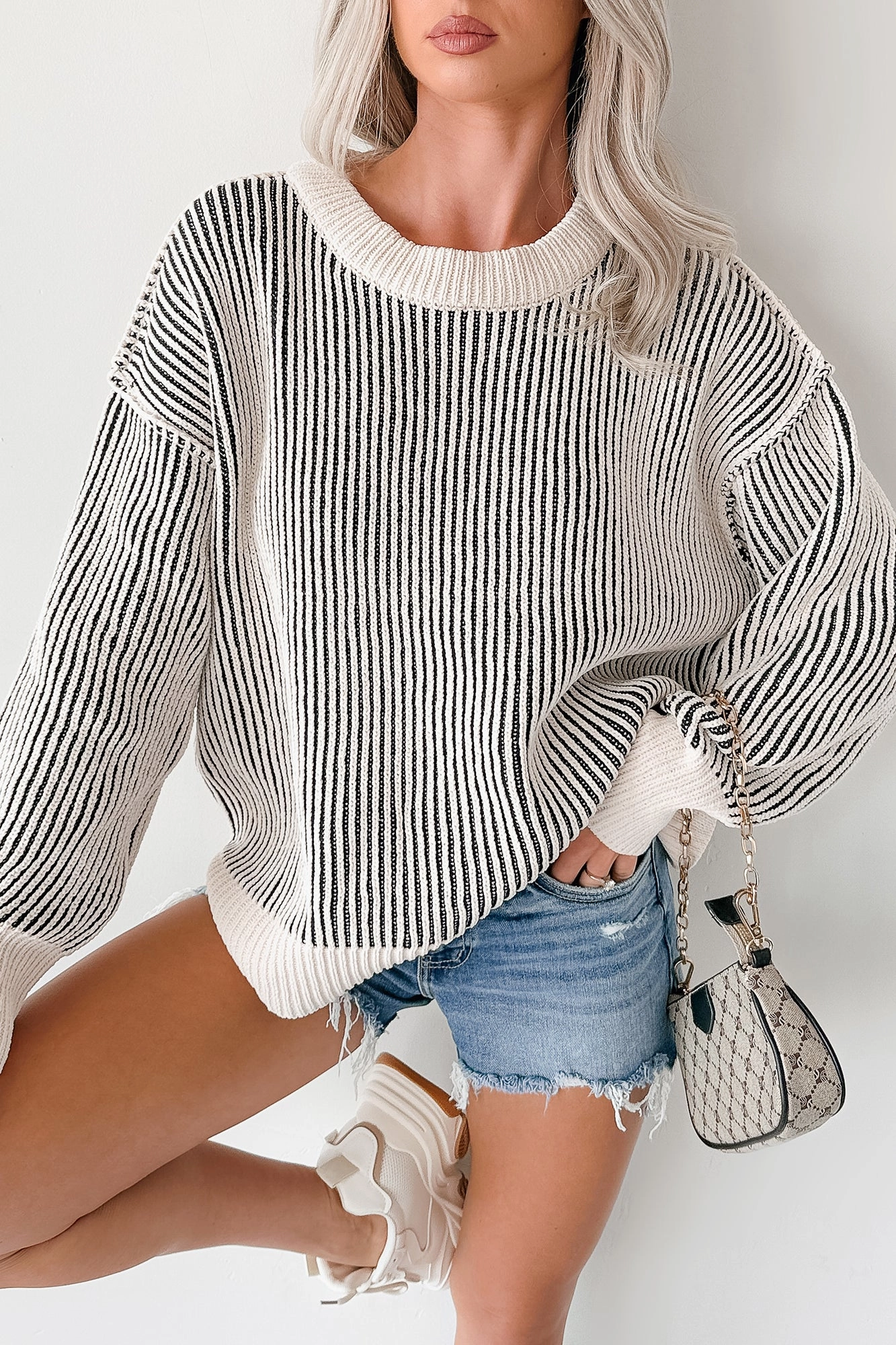 Snug Haven Two Tone Zenana Sweater (Black) Minimalist Aesthetic