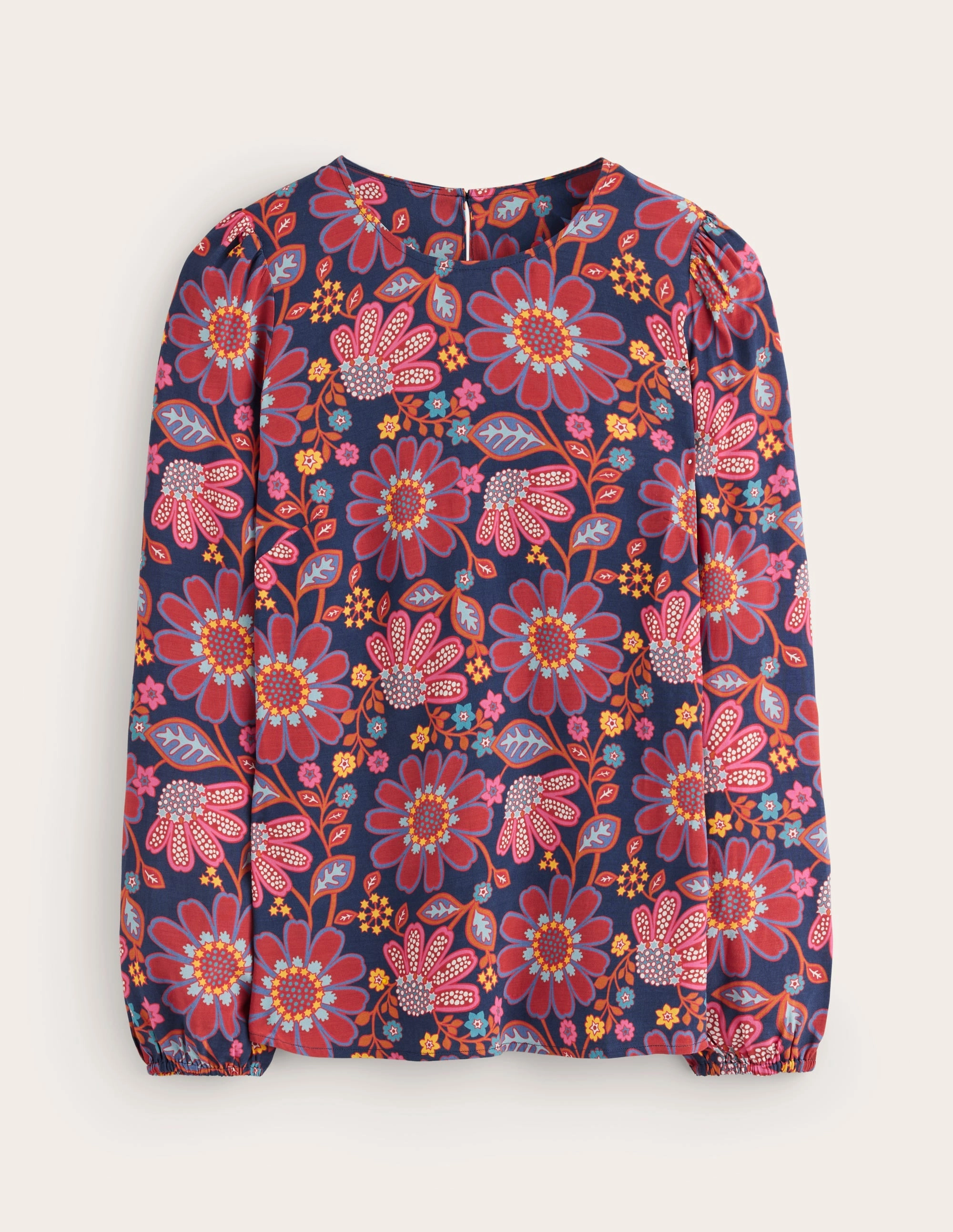Soft Wool Easy Printed Top-French Navy, Cosmic Meadow